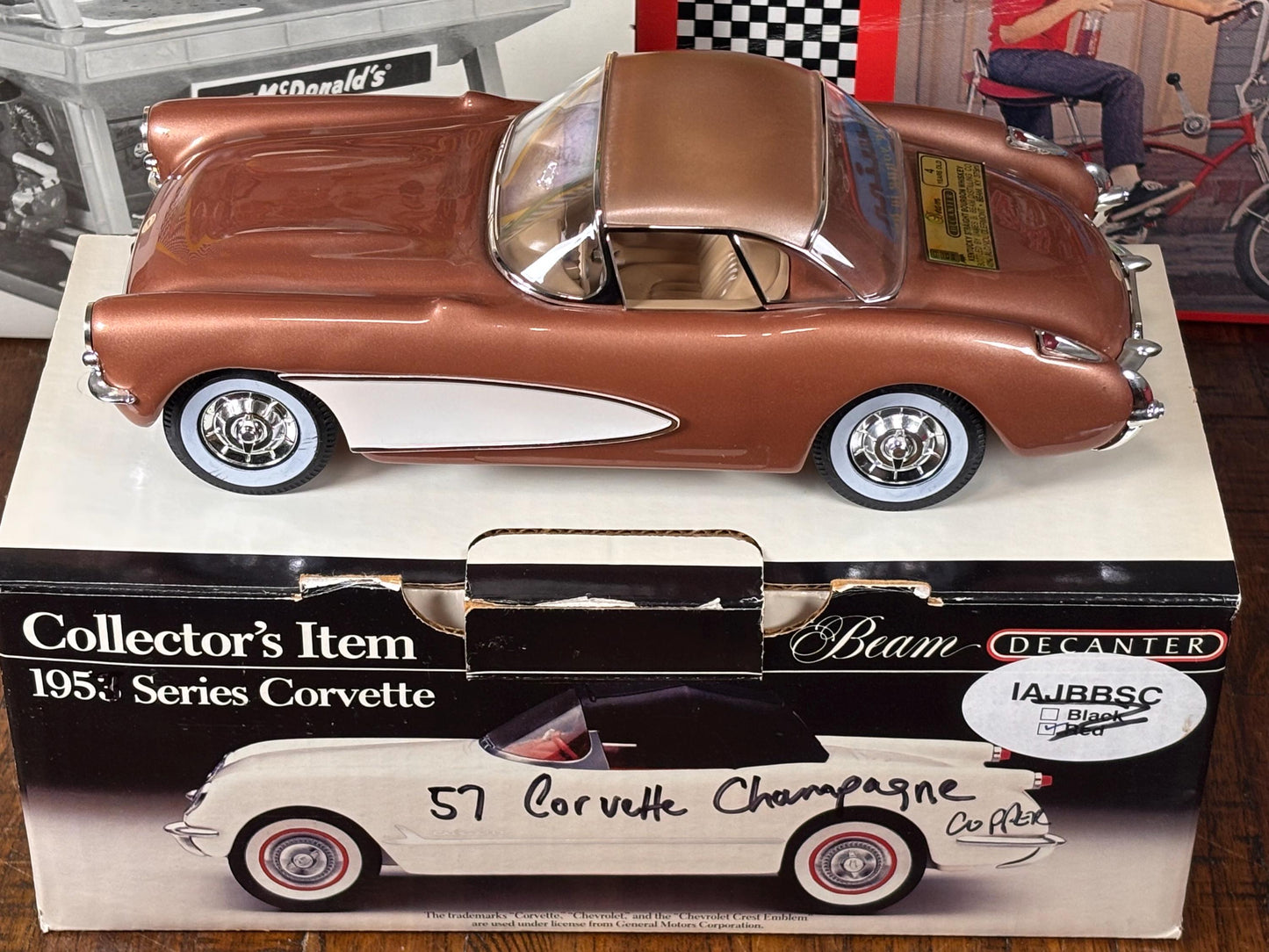 Jim Beam Copper Brown Gold 1957 Chevrolet Chevy Corvette Decanter Empty Bottle