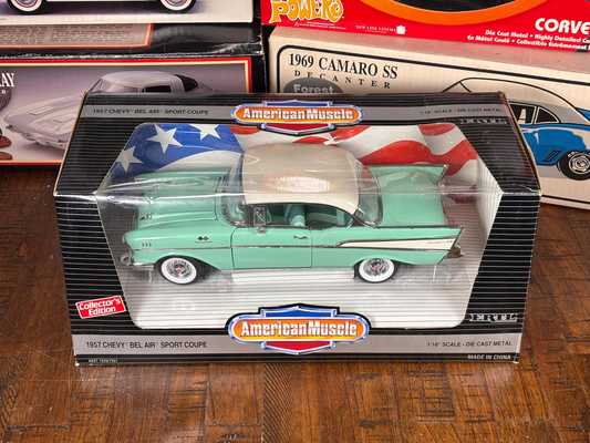 Ertl 1:18 Scale Diecast 1957 Baby Blue Chevrolet  Chevy Bel Air Sport Coupe Car