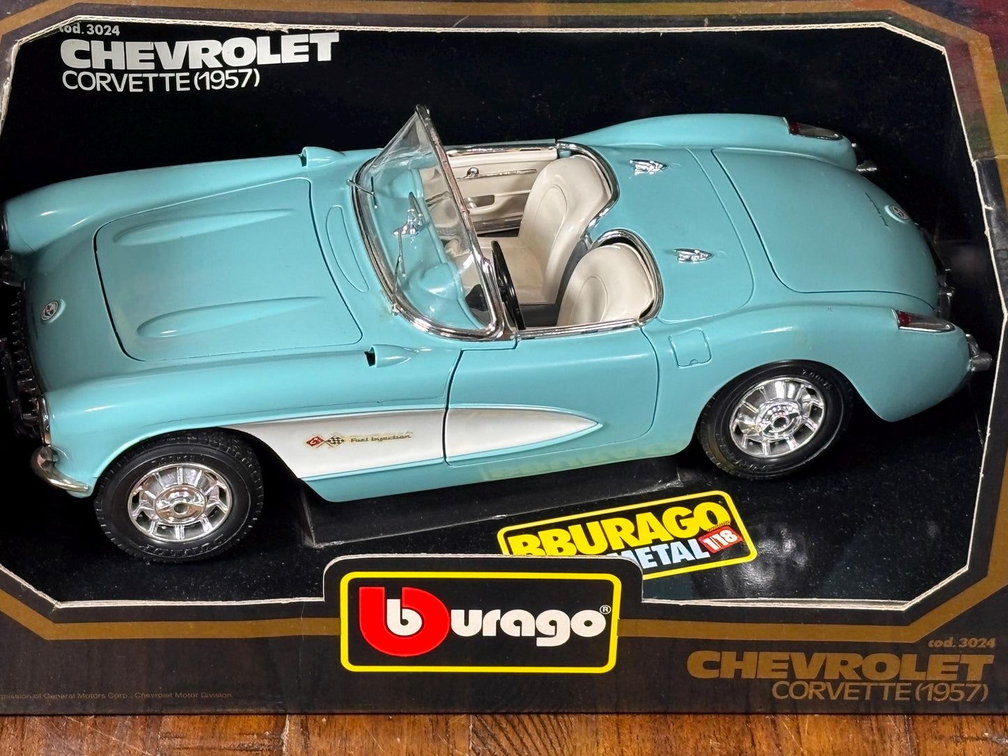 1957 Burago Chevrolet Corvette Convertible Blue 1:18 Scale C1 Chevy Vette New