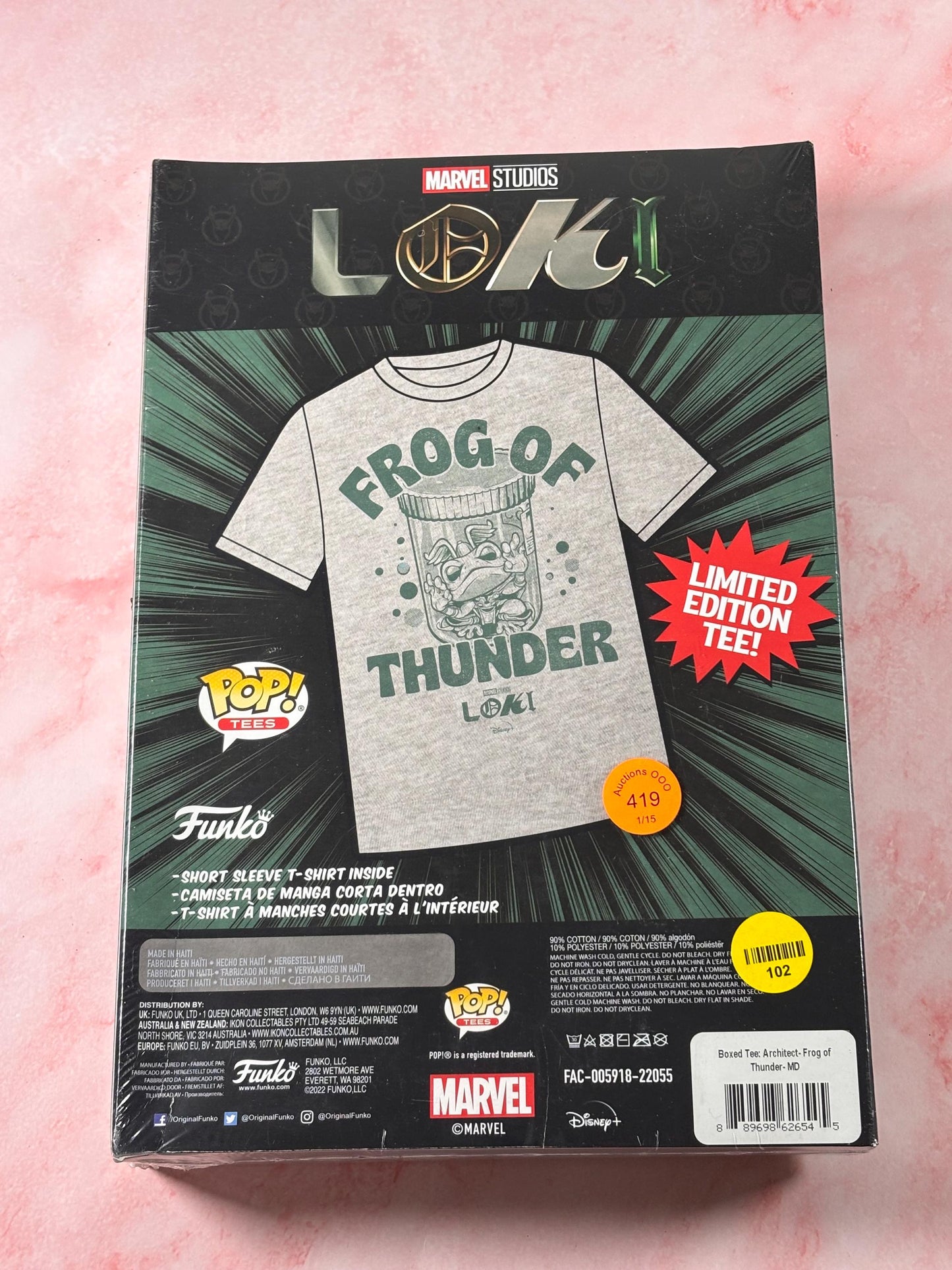 Funko Pop! Tees Loki Frog Thunder Marvel Limited Edition Tee Shirt Size Medium M