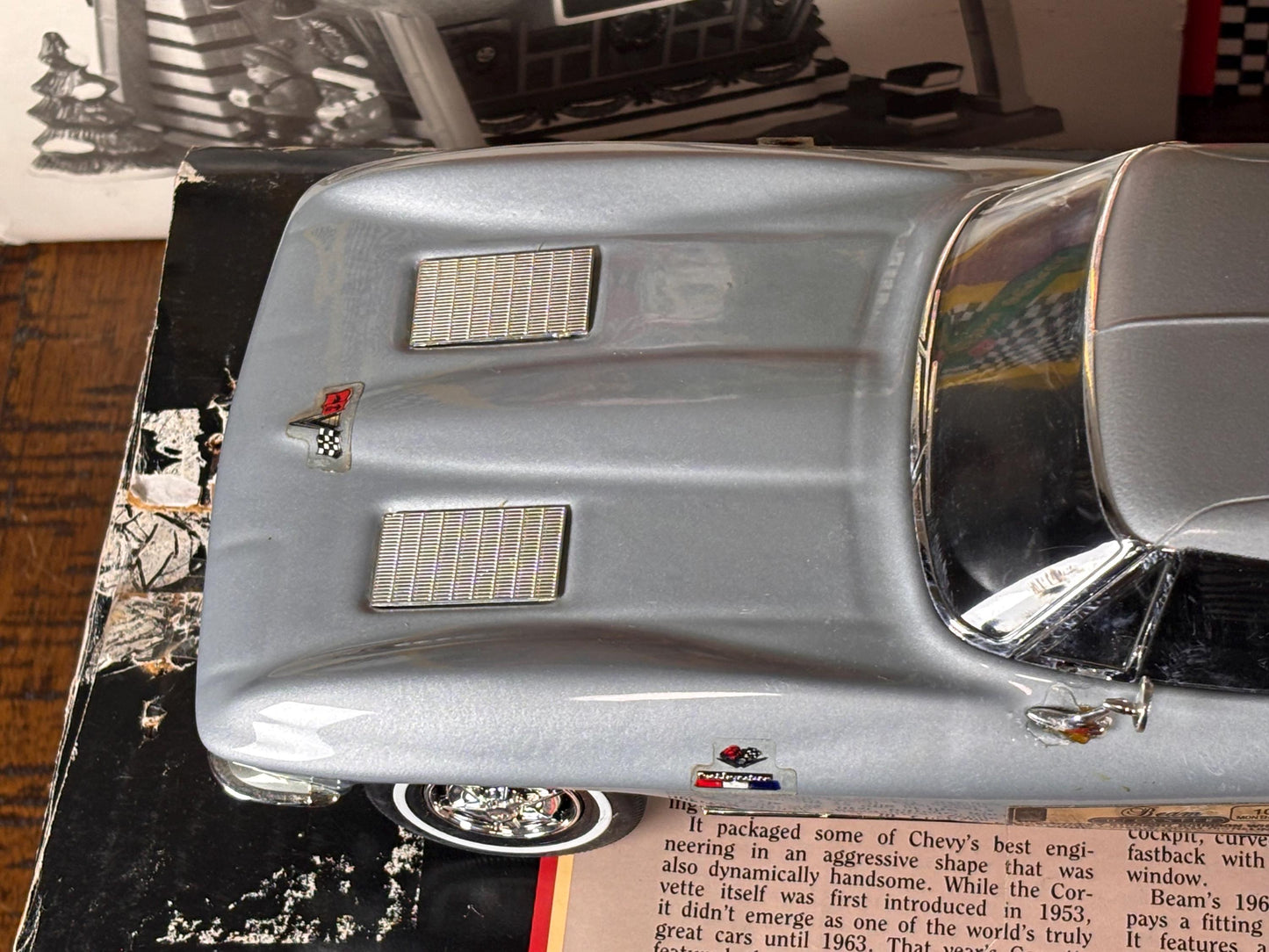 1963 Silver Corvette Stingray Decanter Jim Beam Special New York Edition Empty