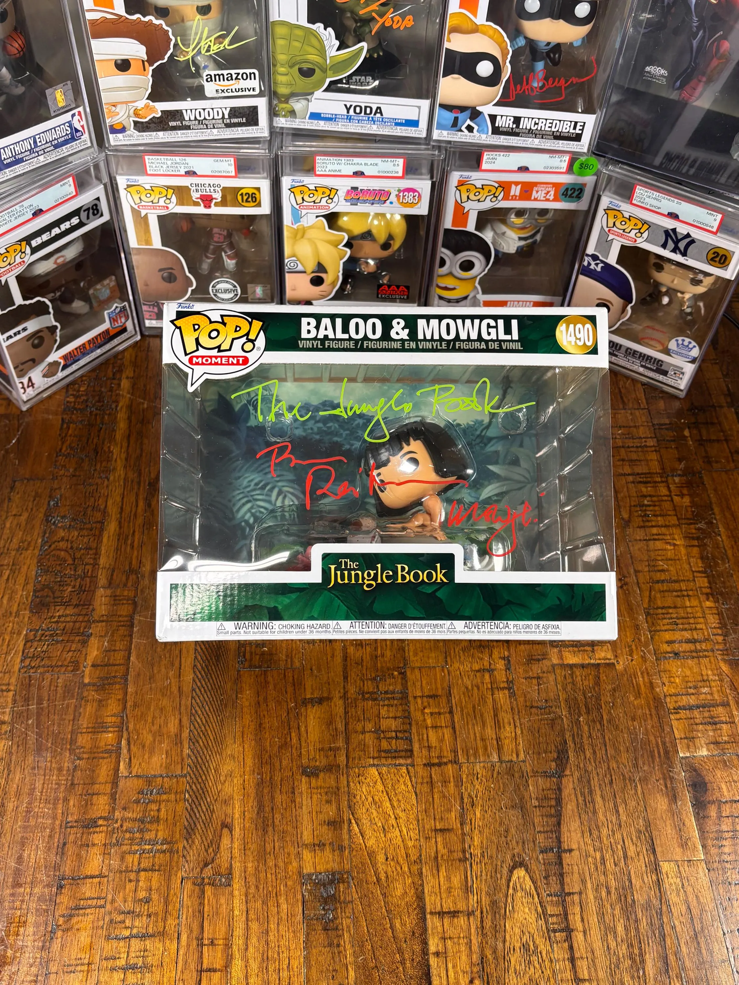 SIGNED Bruce Reitherman Disney Baloo & Mowgli Funko Pop! Moment with COA #1490