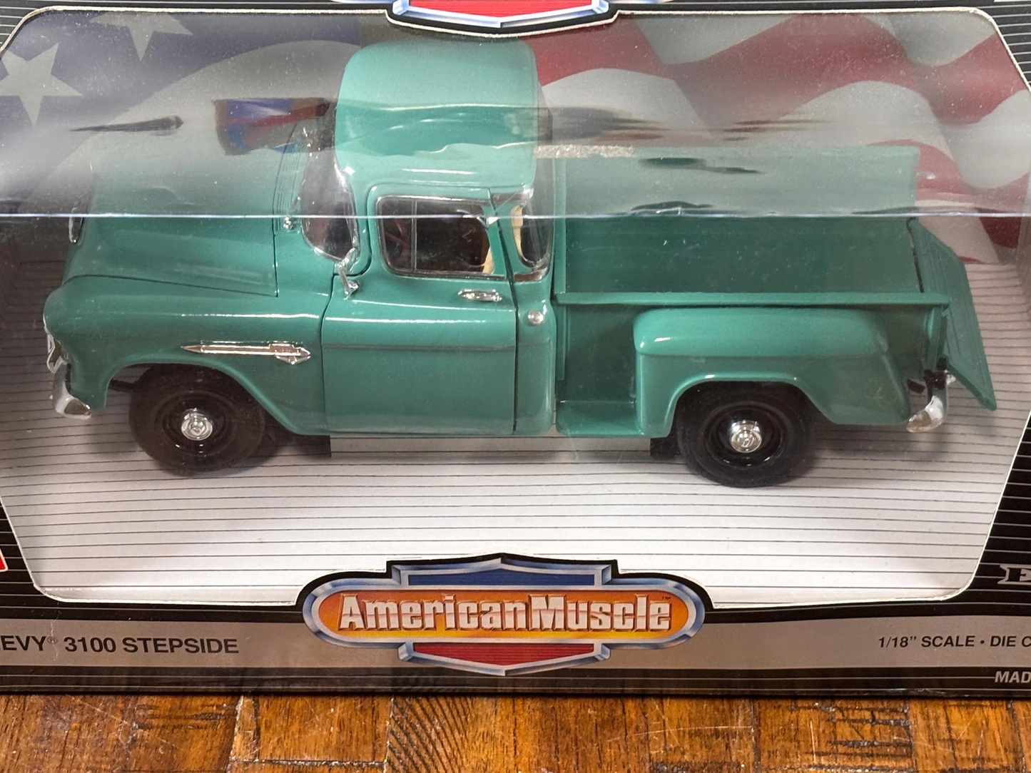 Ertl American Muscle 1955 Blue Green Chevy 3100 Stepside Truck Die Cast 1:18 New