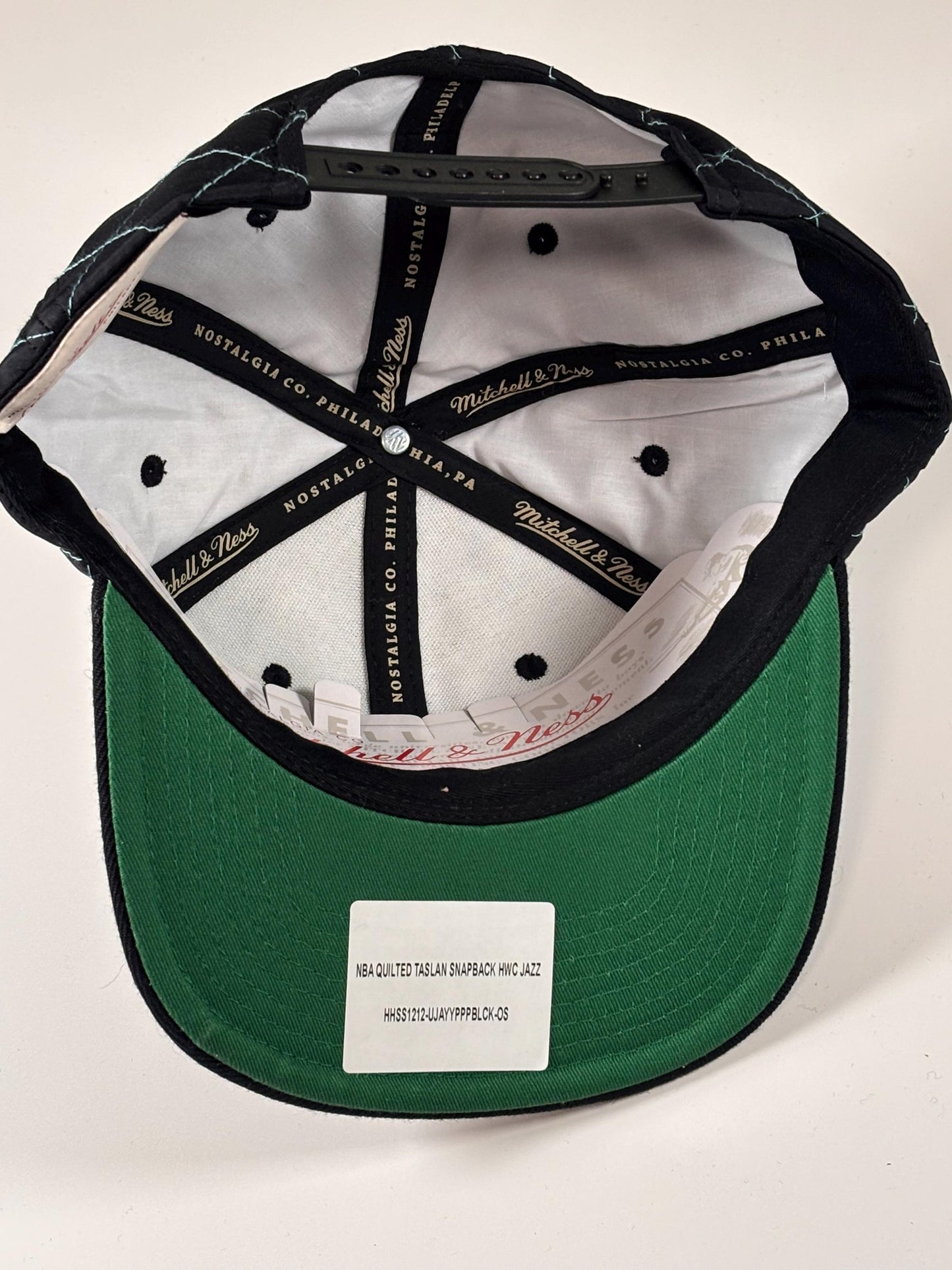 Mitchell & Ness Utah Jazz Quilted Taslan Adjustable Snapback Hat Cap Black New