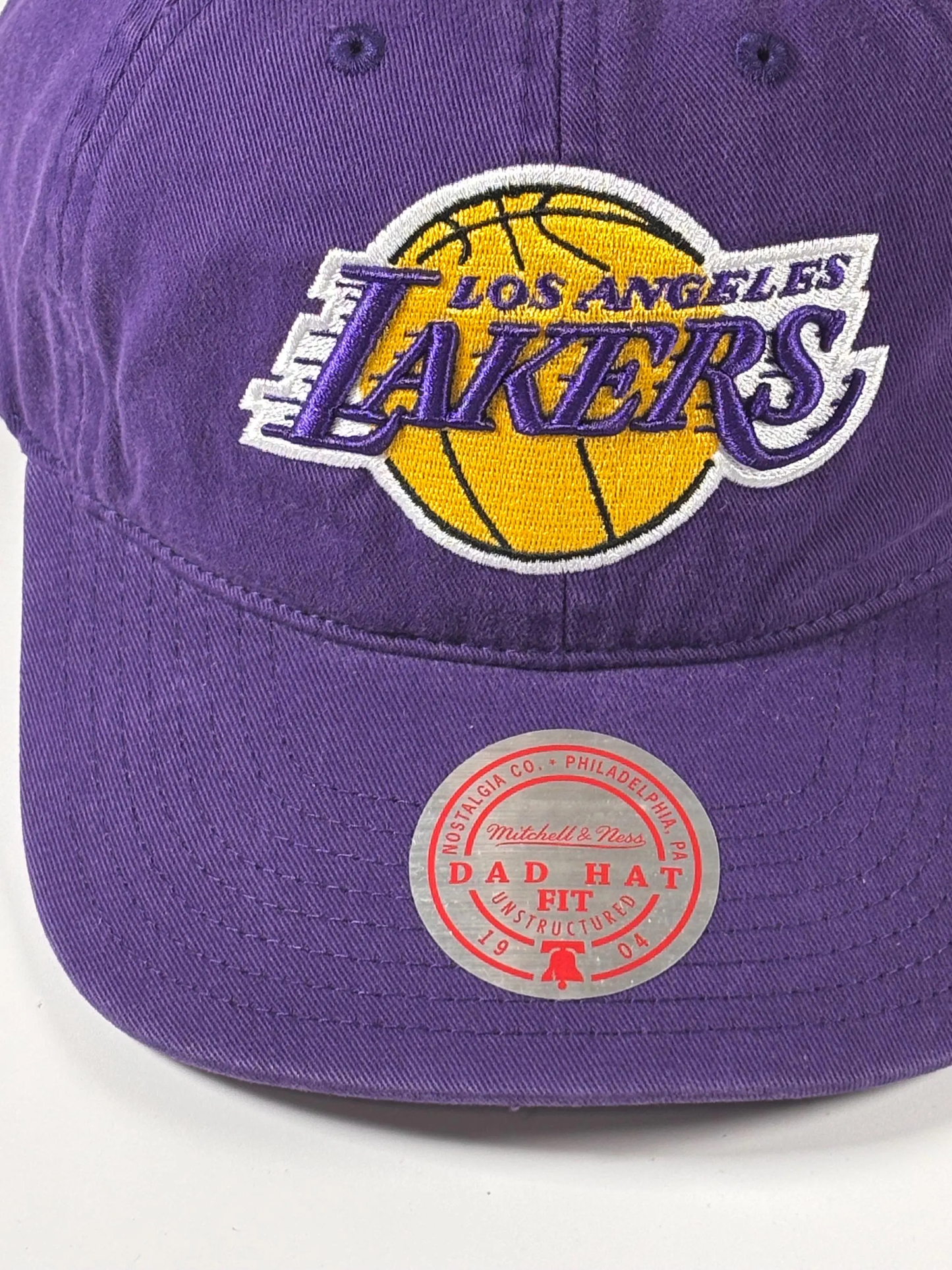 Mitchell Ness LA Los Angeles Lakers Purple Thread Stone Adjustable Dad Hat New