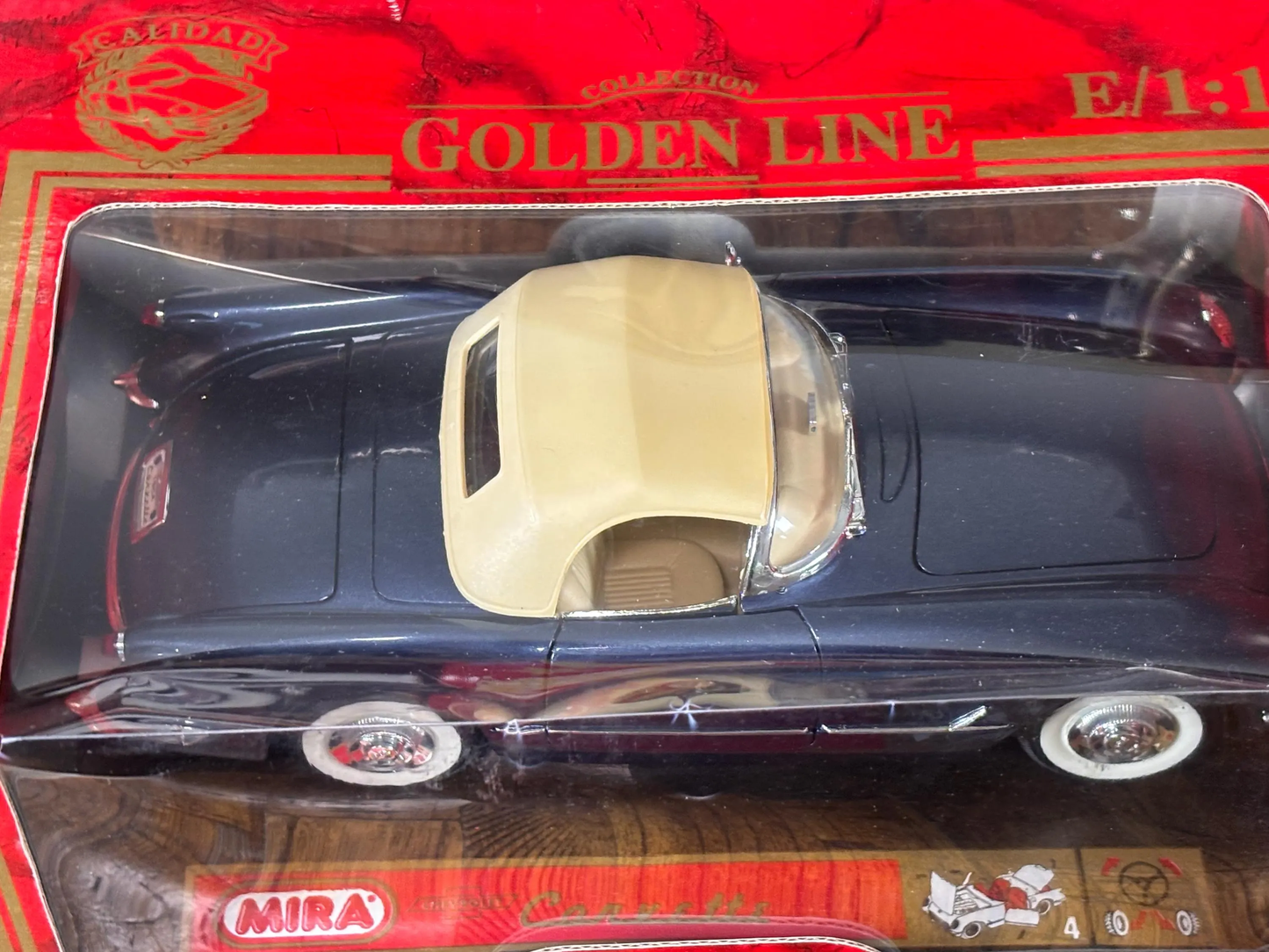 Mira 1:18 1954 Chevy Corvette Blue Soft Top Convertible Diecast Metal Car New