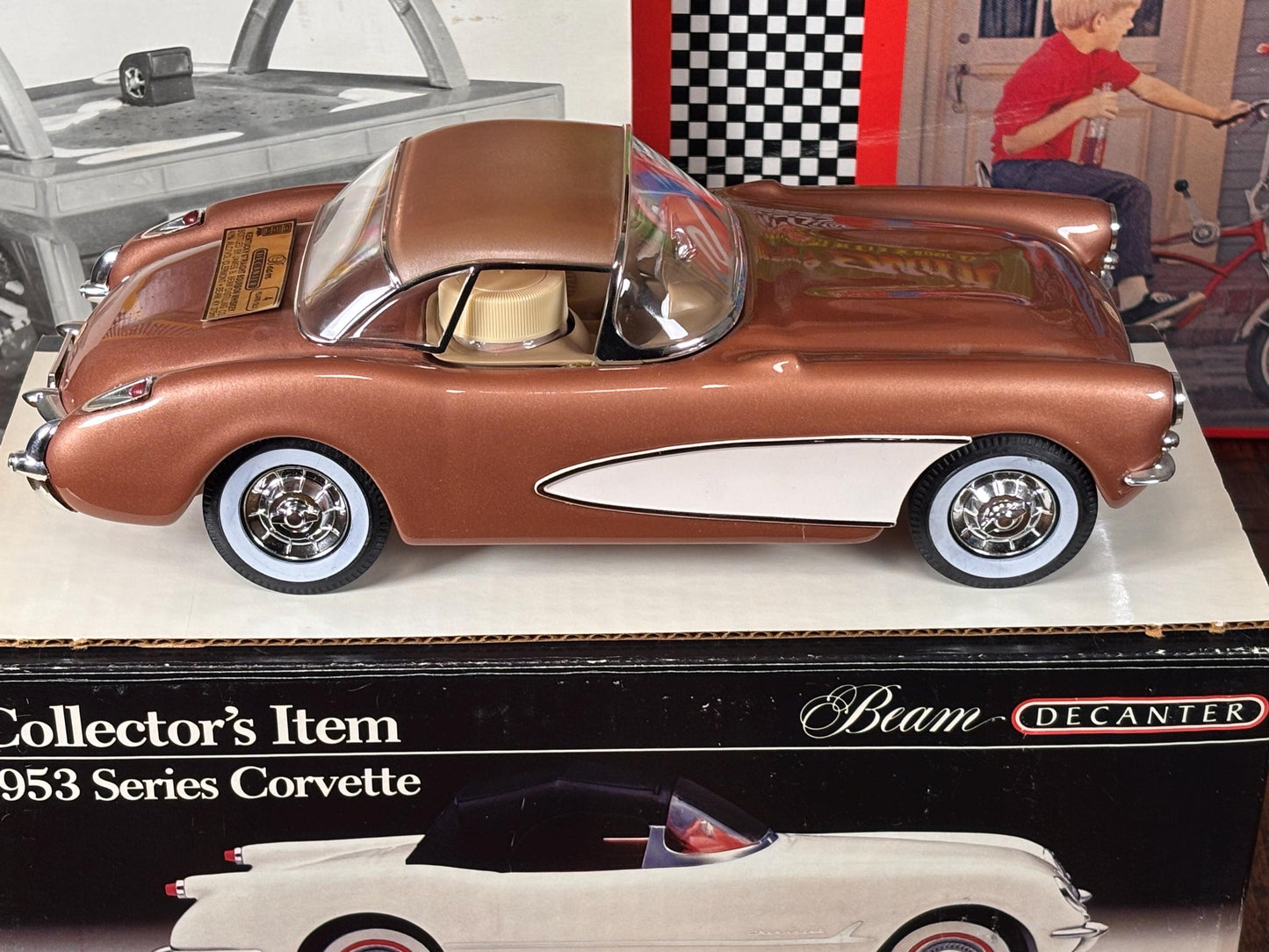 Jim Beam Copper Brown Gold 1957 Chevrolet Chevy Corvette Decanter Empty Bottle