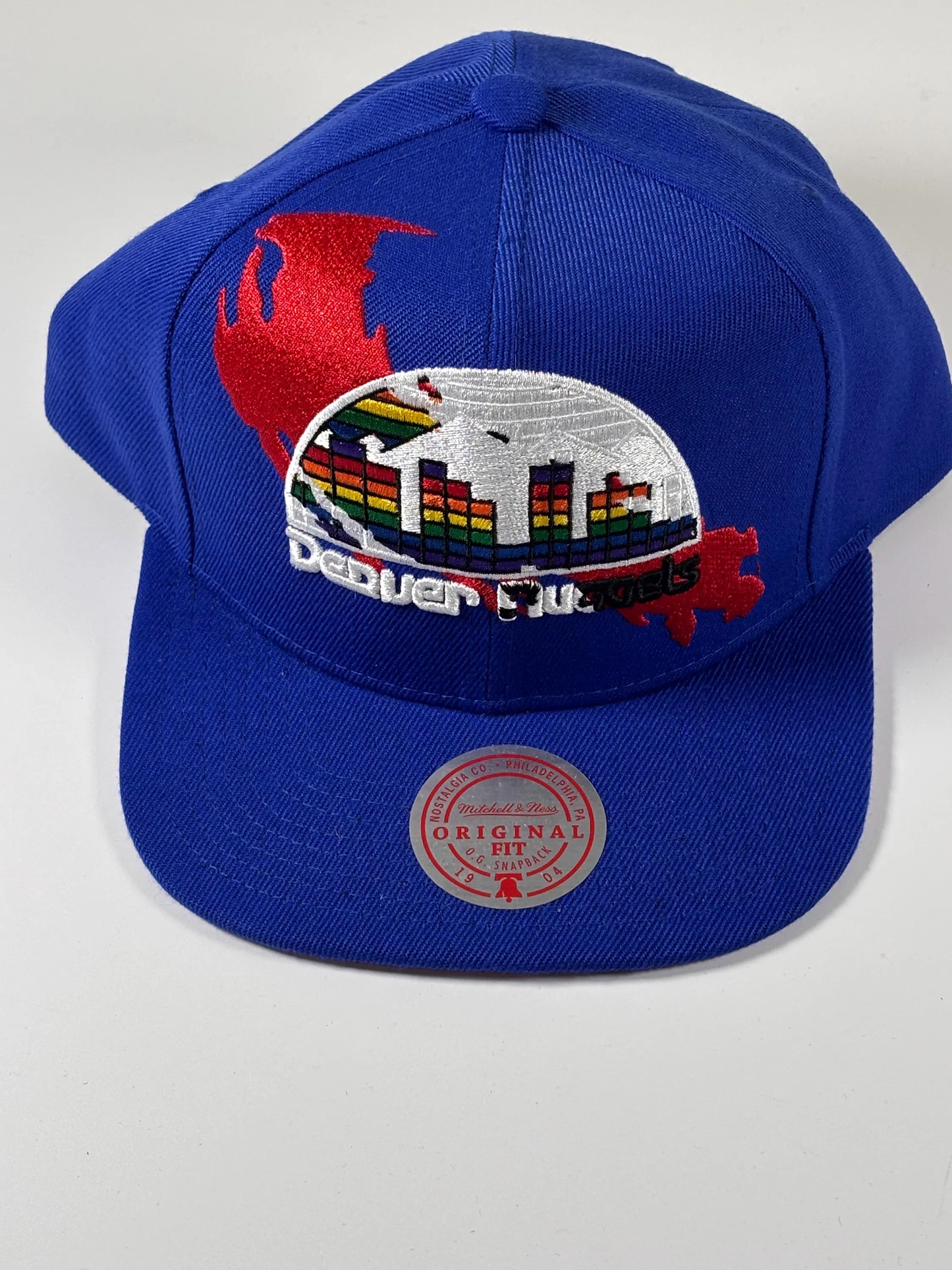 Mitchell & Ness NBA Blue Snapback Denver Nuggets Splash Paint Number HWC Hat New