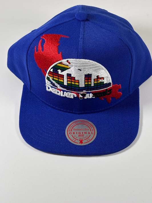 Mitchell & Ness NBA Blue Snapback Denver Nuggets Splash Paint Number HWC Hat New