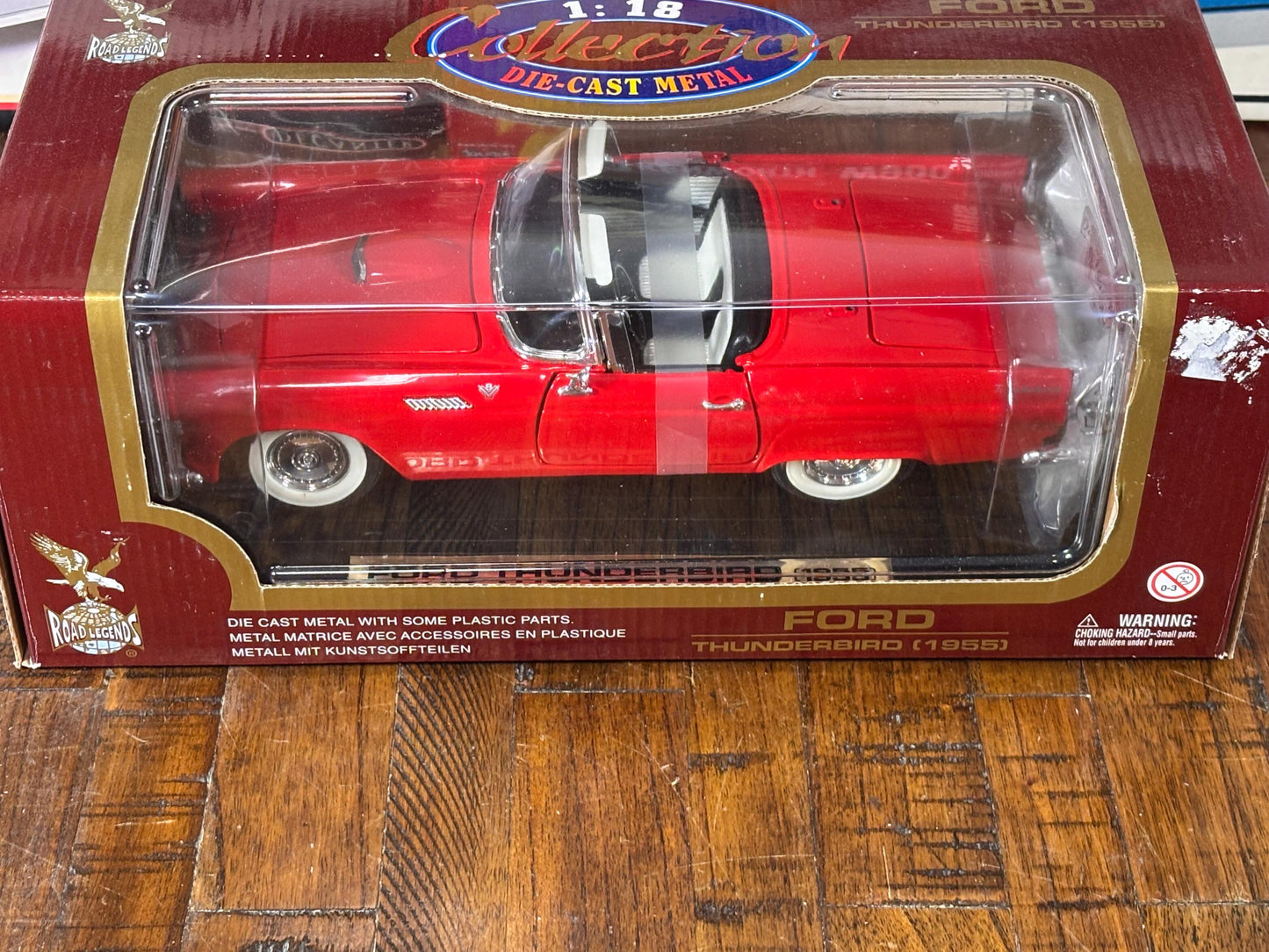 Road Legends 1955 Red Ford Thunderbird Diecast Metal Car 1:18 Scale Diecast New