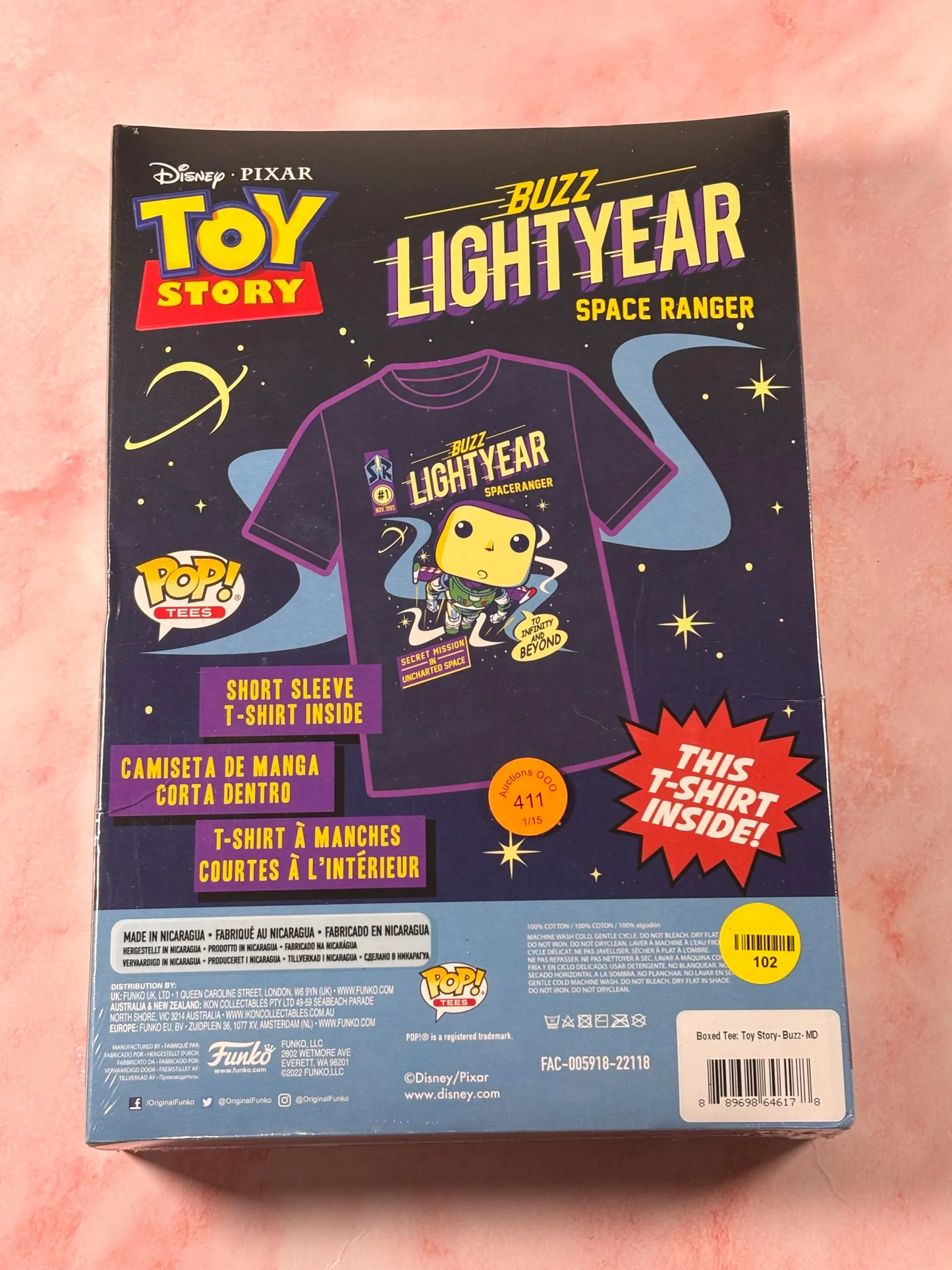 Pop Tees Toy Story Buzz Lightyear Disney Pixar Space Ranger T-Shirt Size M Medium