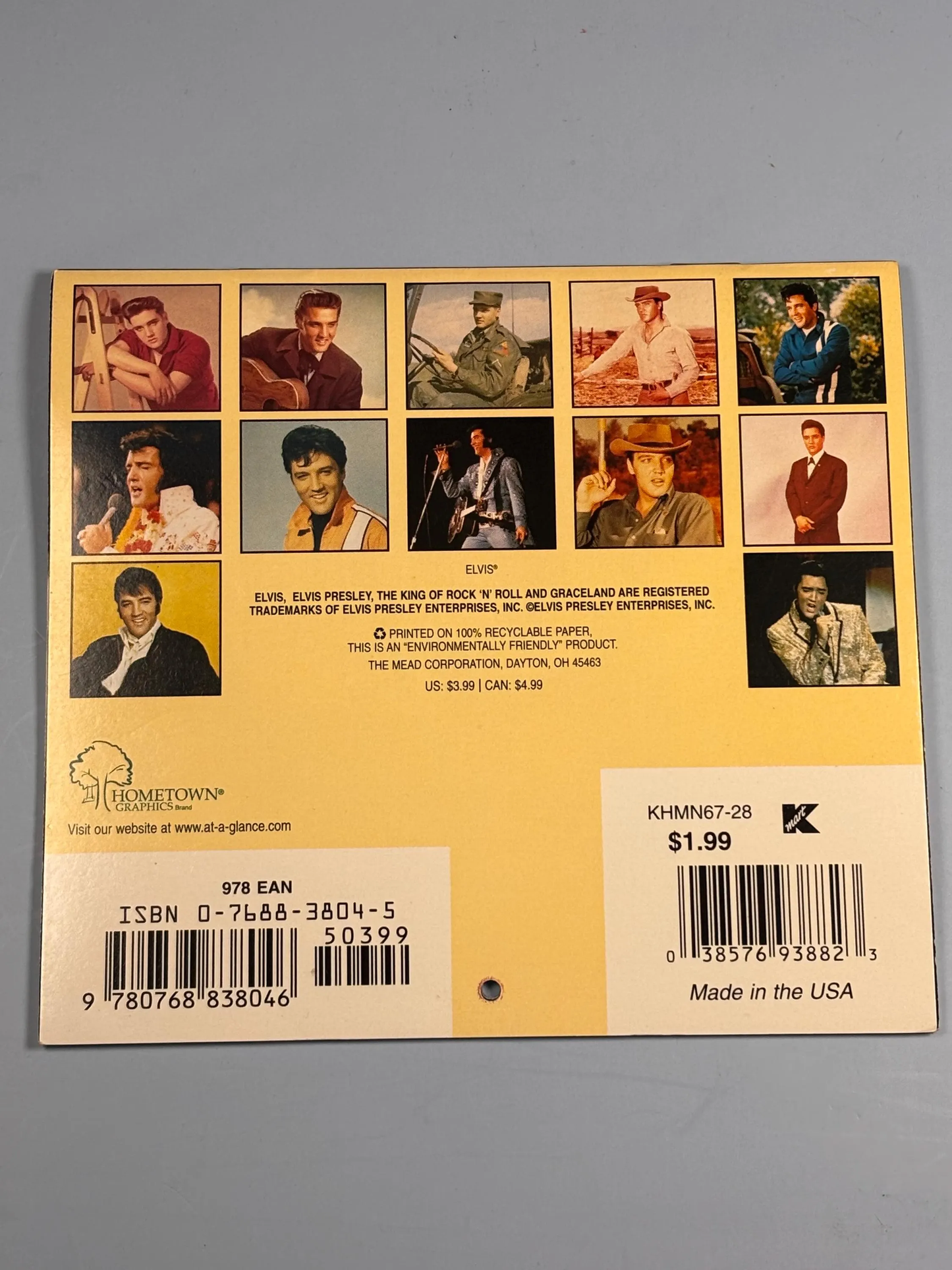 Vintage Elvis Presley 16 Month 2002 Mini Calendar 25 Years Signature Product