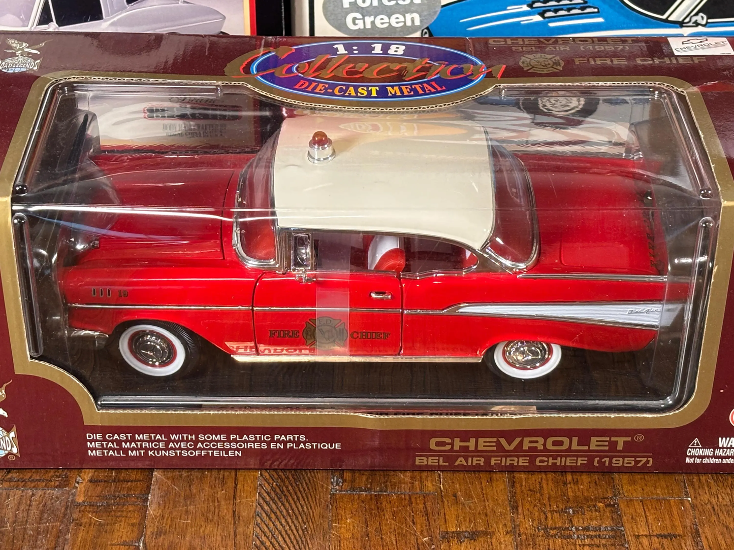 Road Legends 1957 Red Chevy Chevrolet Bel Air Fire Chief 1/18 Scale Die Cast Metal New