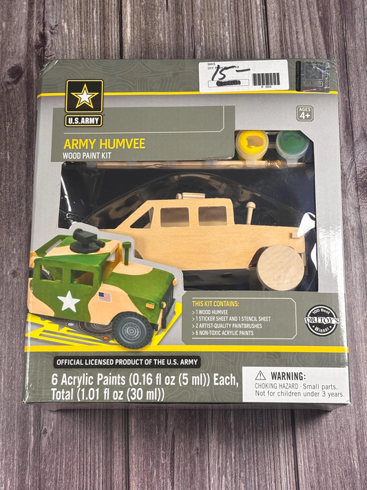 U.S. Army Humvee Wood Craft Paint Kit W/ Brushes Acrylic Paints Masterpiece New