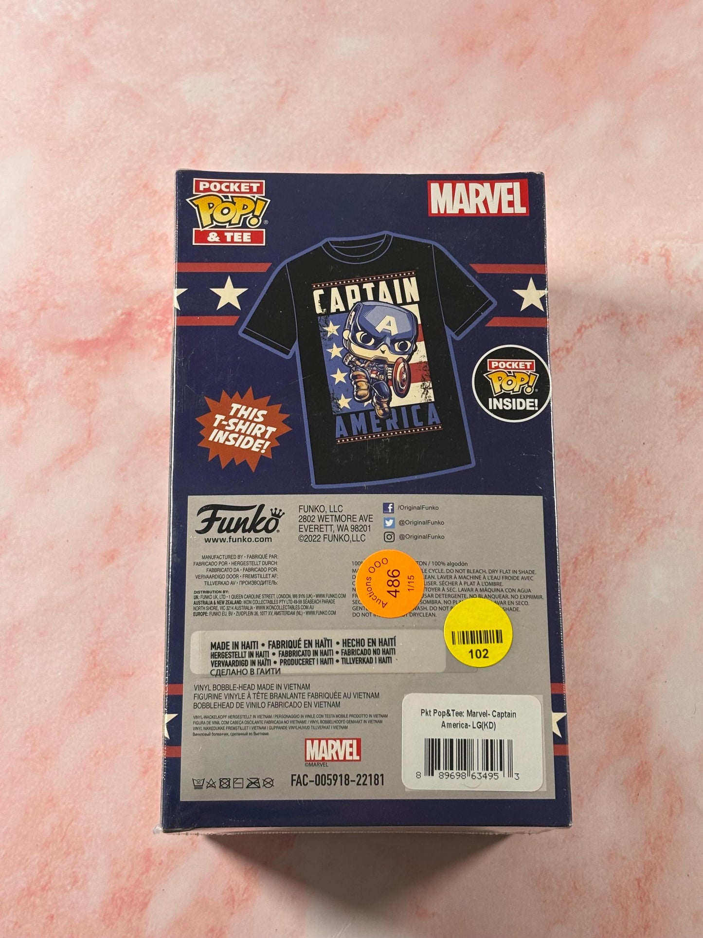 Funko Pocket Pop Tee Marvel Captain America Avengers Shirt L Large New