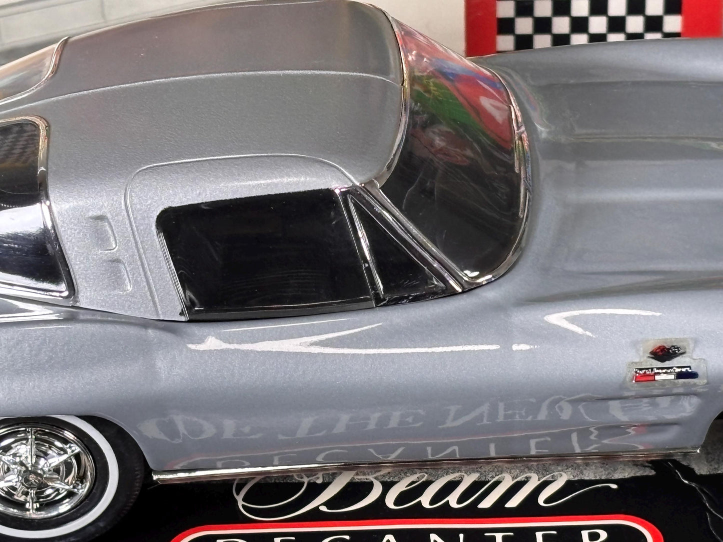 1963 Silver Corvette Stingray Decanter Jim Beam Special New York Edition Empty