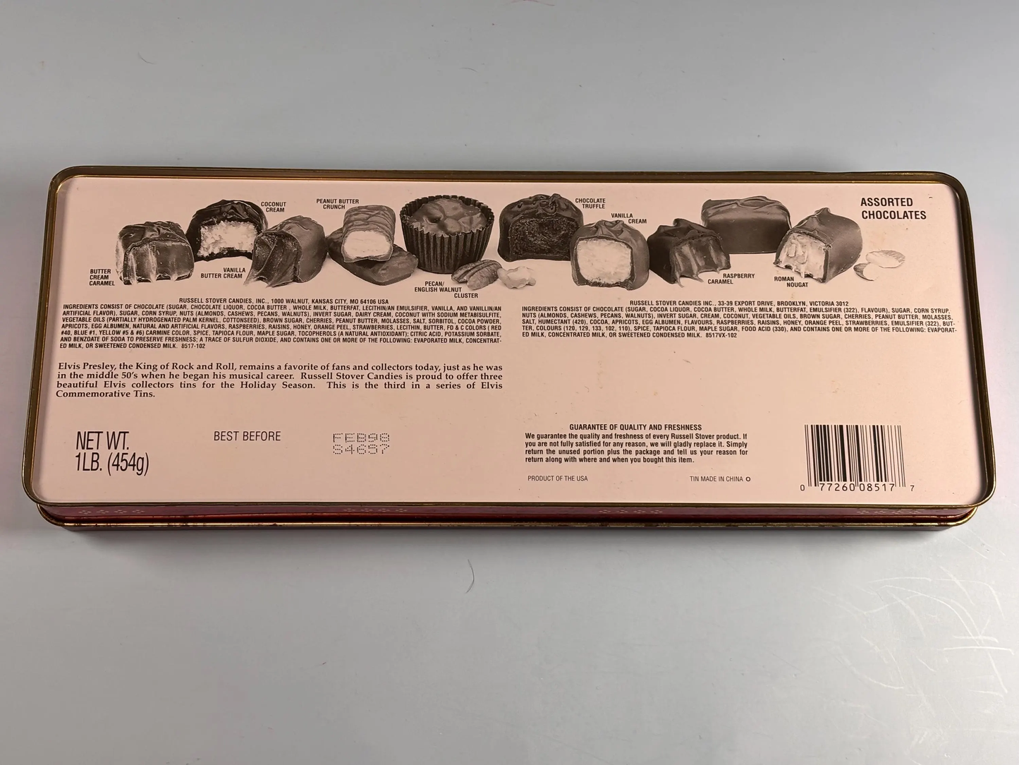 Elvis Presley Russell Stover Christmas Candy Tin Collectible Box 1997 Vintage 12x5”