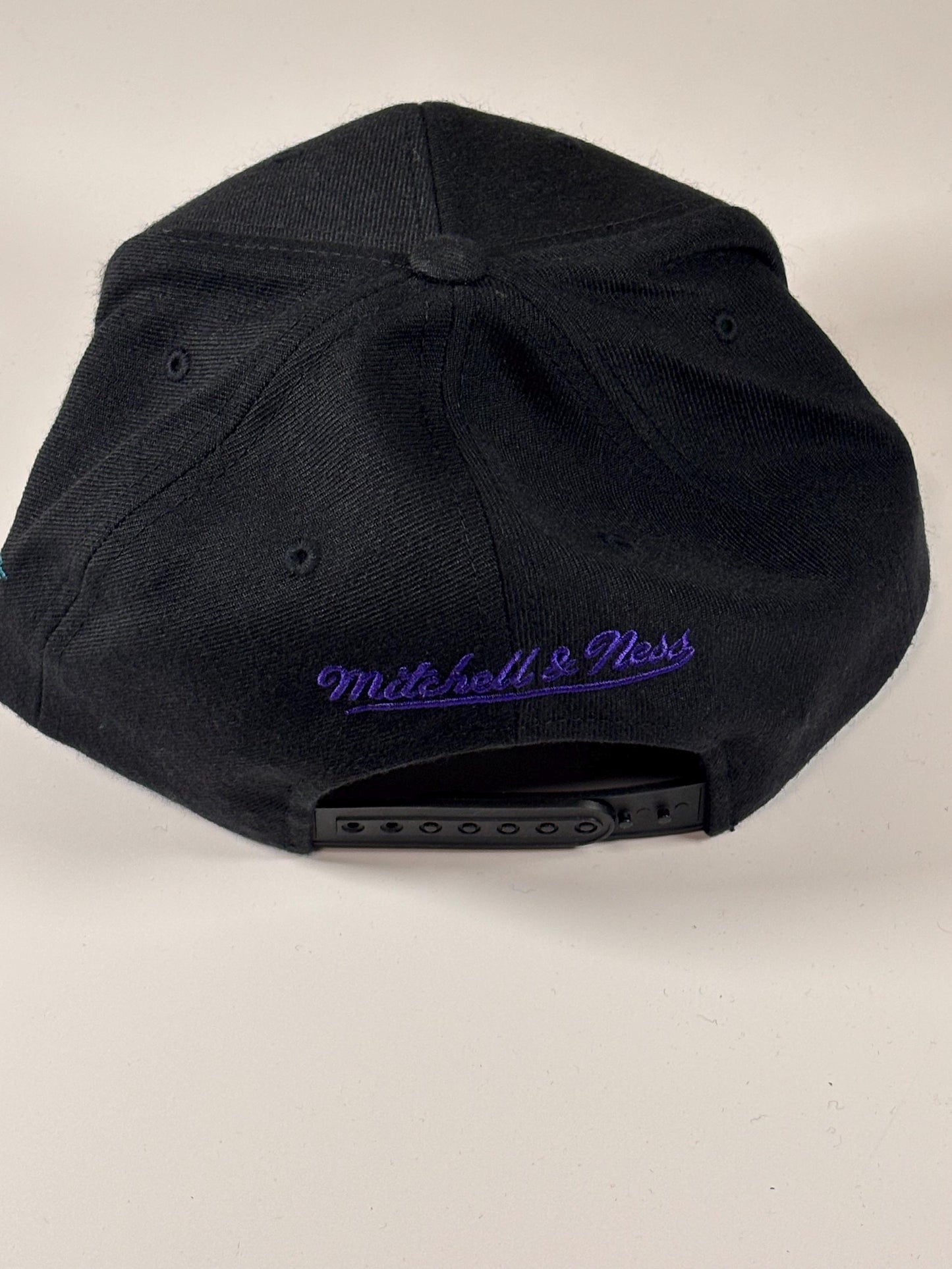 Mitchell & Ness Utah Jazz Black Hardwood Foundation Script Snapback Hat New