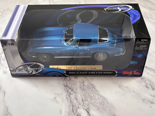 Maisto 1965 Chevrolet Corvette Chevy Blue 1:18 Scale Diecast Model Special Edition New