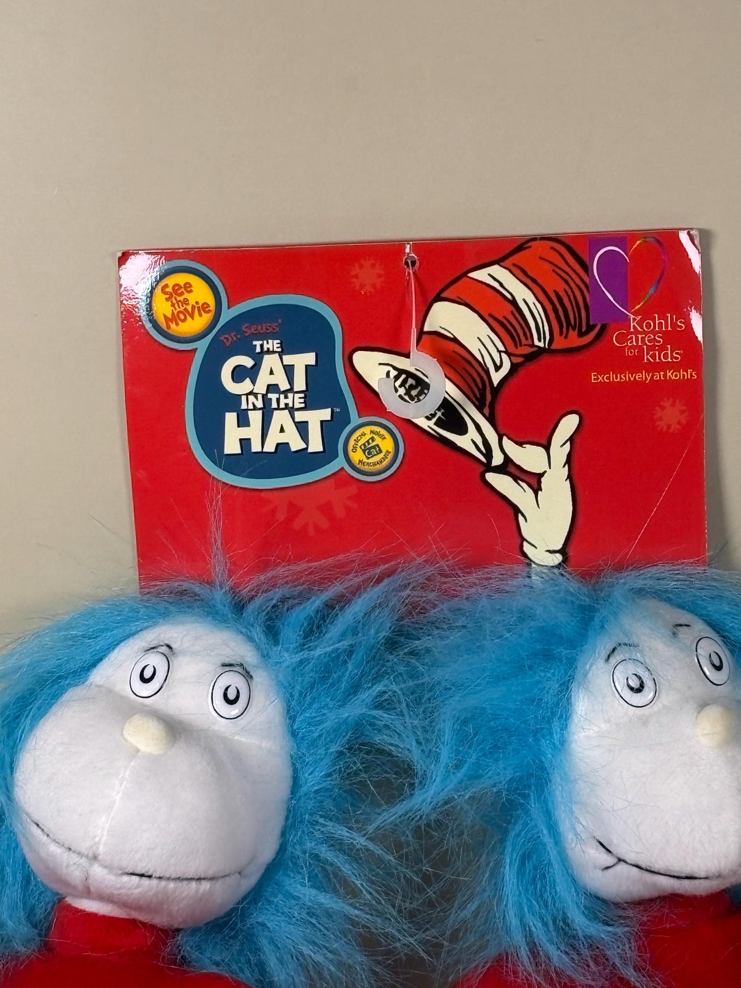 New Kohls Cares for Kids 12" Dr Seuss Plush Thing 1 & 2 Dolls w/Tags 2003