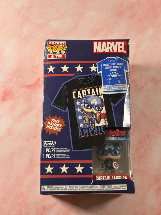Funko Pocket Pop Tee Marvel Captain America Avengers Shirt L Large New