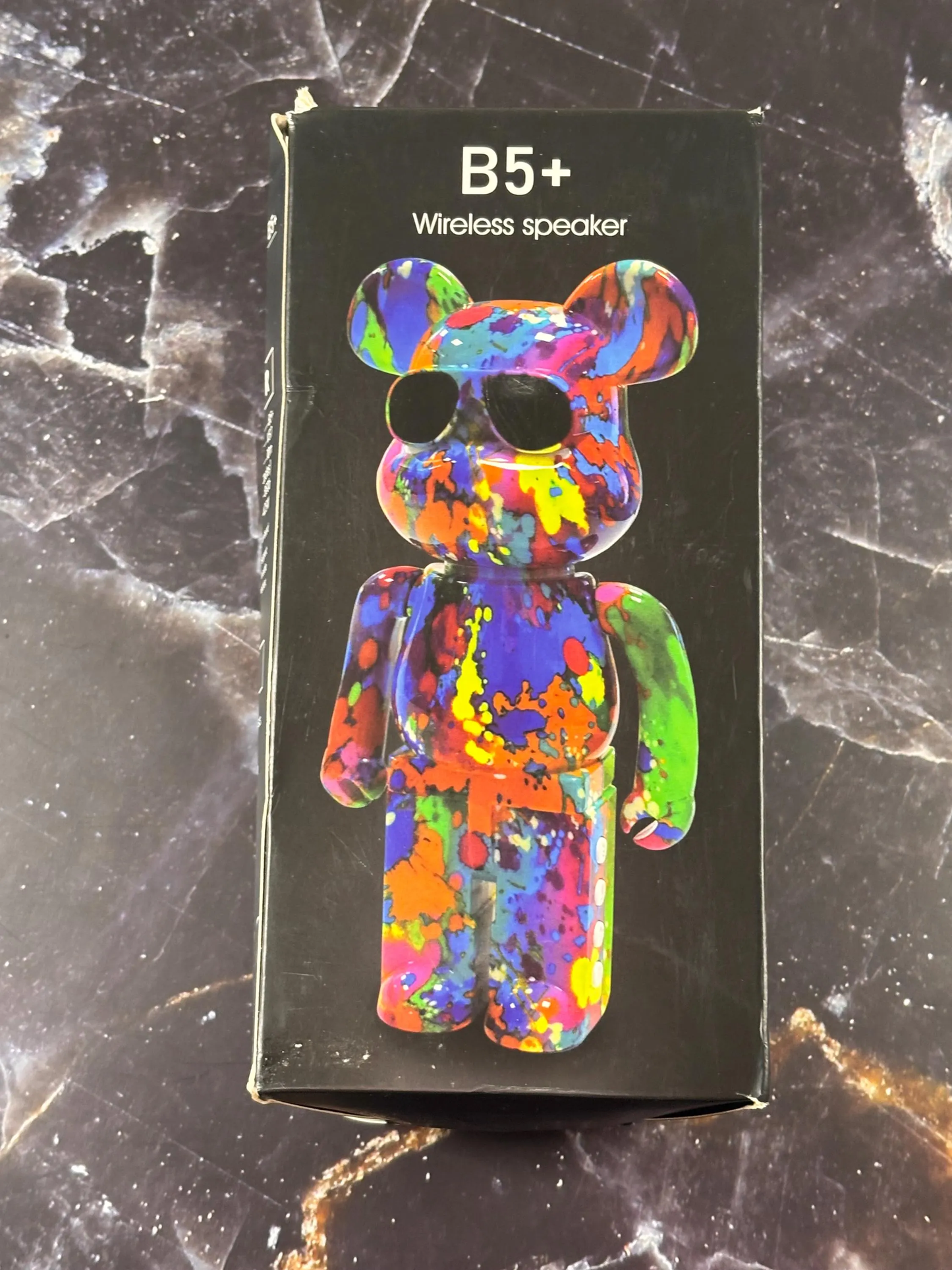 B5+ Wireless Bear Speaker Bluetooth Hi Def Phone Calls USB Charging 8" Tall Graffiti Blue Black New