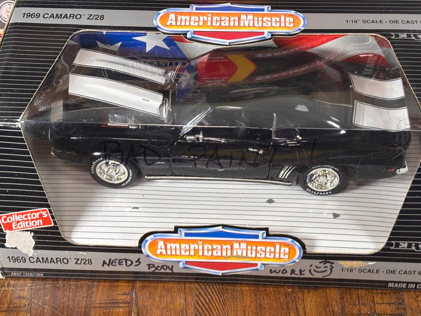 ERTL American Muscle '69 Black Chevy Camaro Z/28 1/18 Scale Die Cast Metal Car