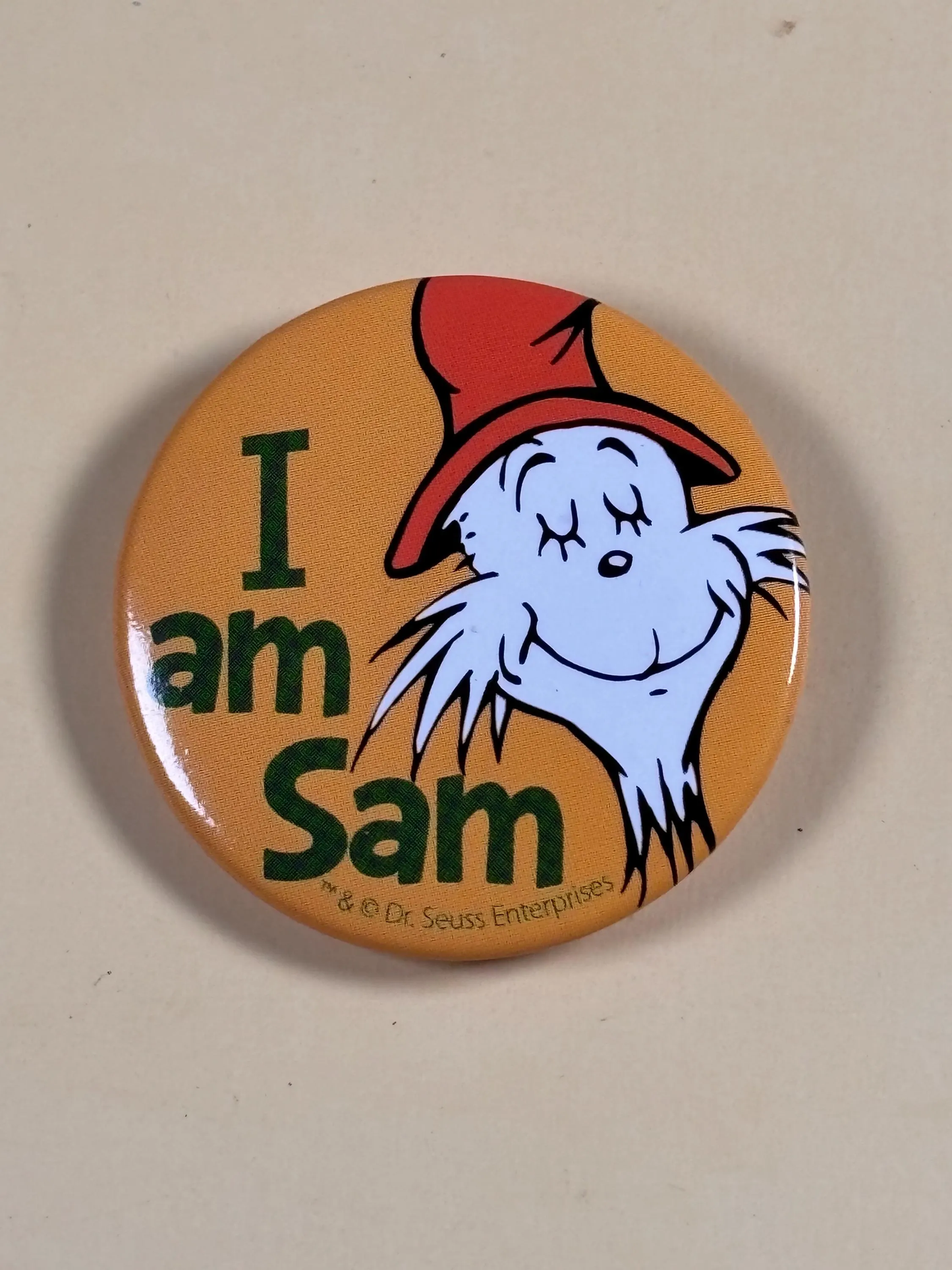 Vintage Dr Seuss I am Sam Button Pin 1.5” Pinback