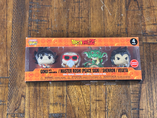 Funko Pop! Pocket 4 Pack Dragon Ball Z Goku Master Roshi Shenron Vegeta New