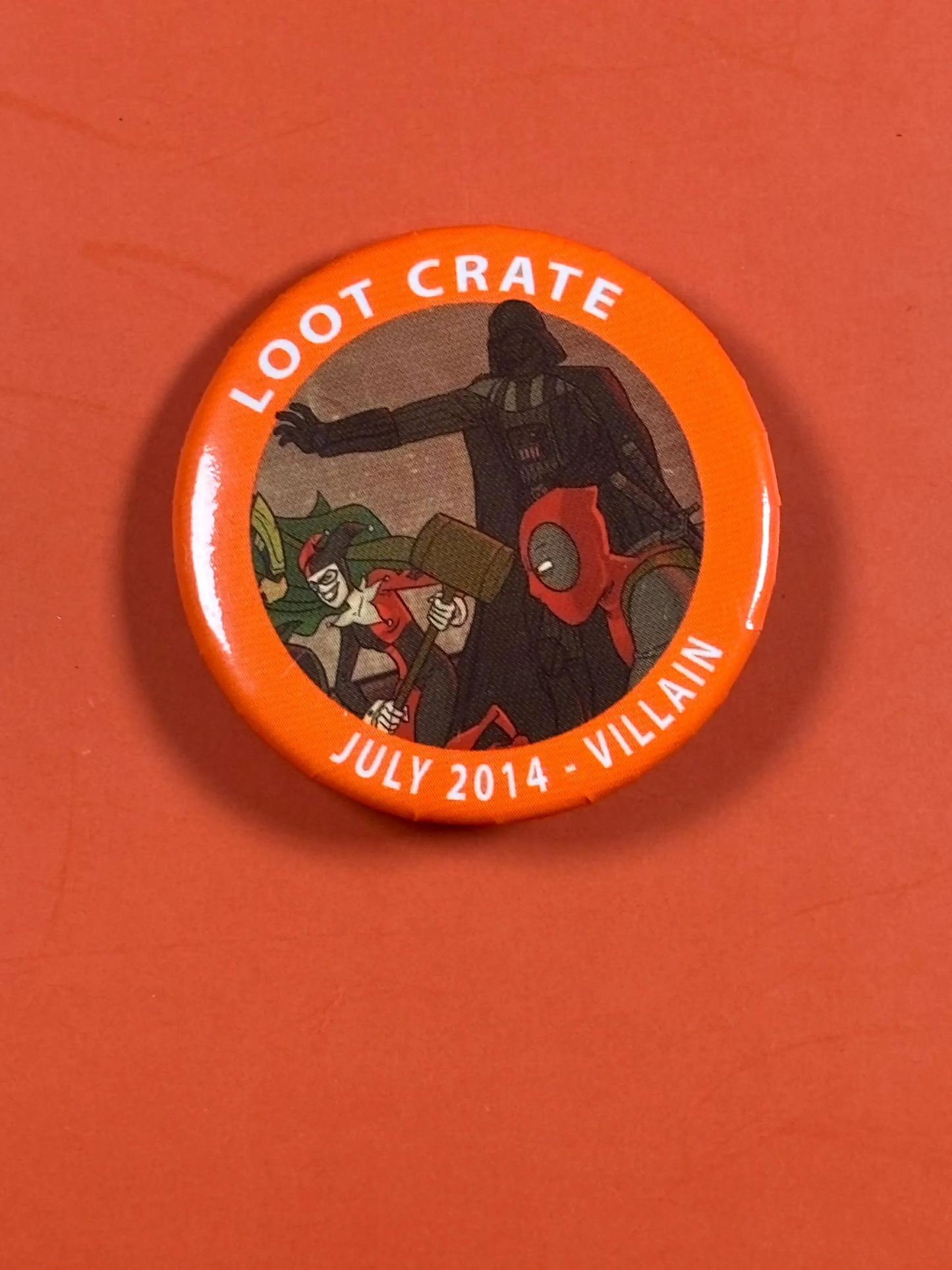 Loot Crate Villains Vader Deadpool Harley Quinn  PIN Badge Button July 2014