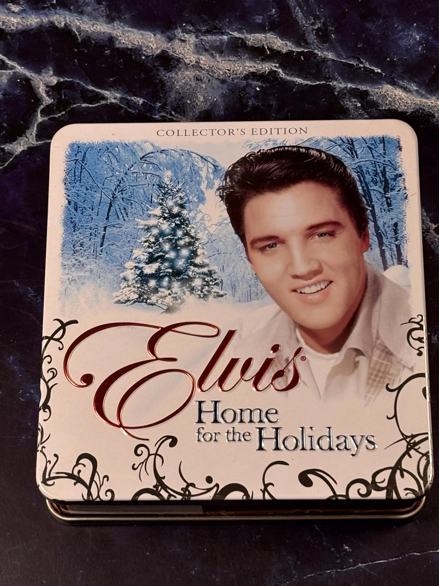 Vtg Elvis Home for the Holidays Collector's Edition Tin & Booklet Only 1985 BMG