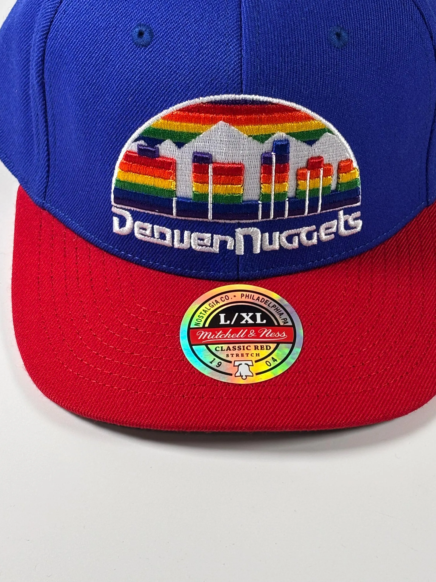 Mitchell & Ness Royal Red Denver Nuggets Hardwood Fitted Two-Tone 2.0 Hat New