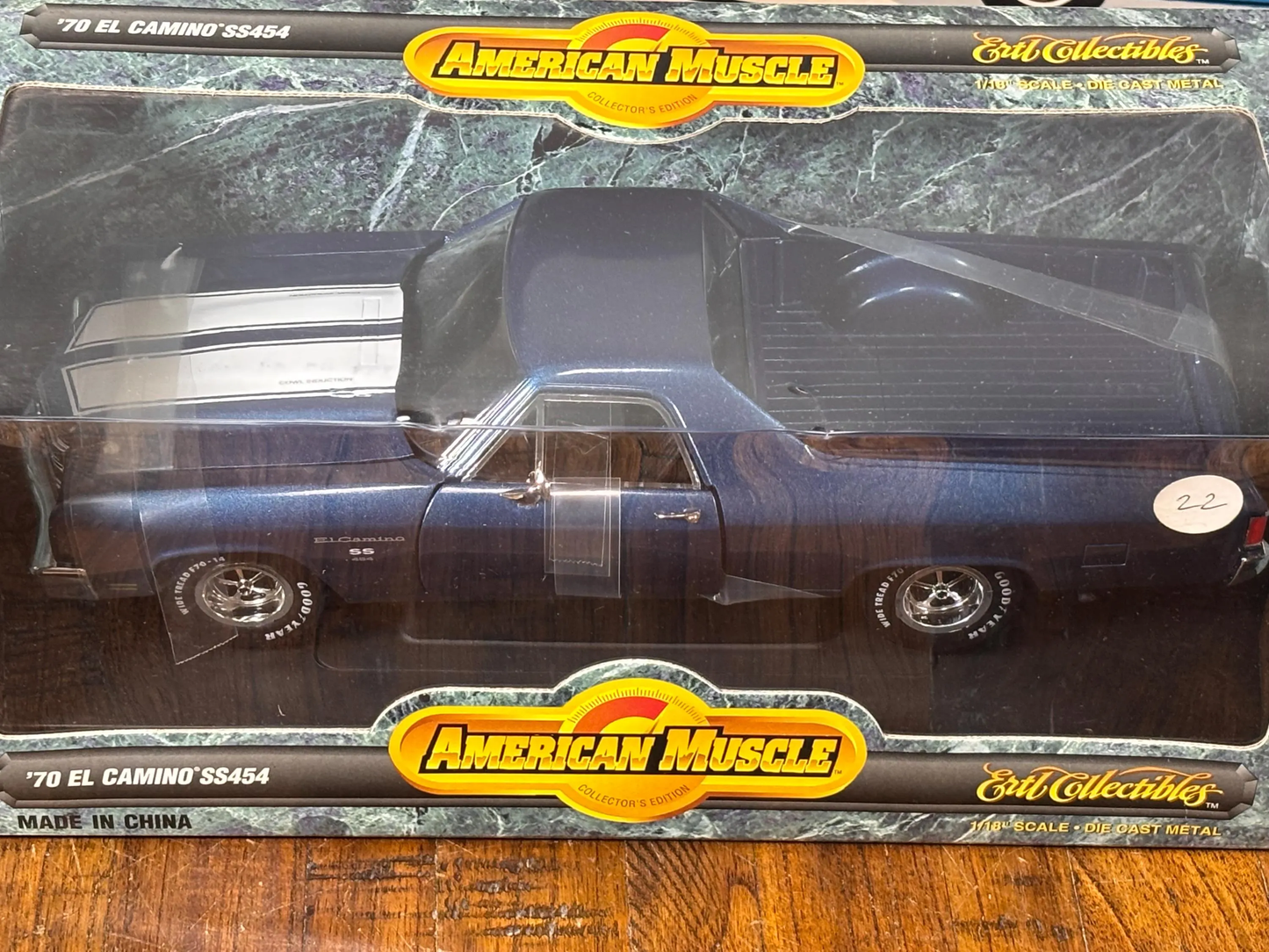 Ertl American Muscle 1970 Chevrolet El Camino SS454 Blue White Stripes Box New