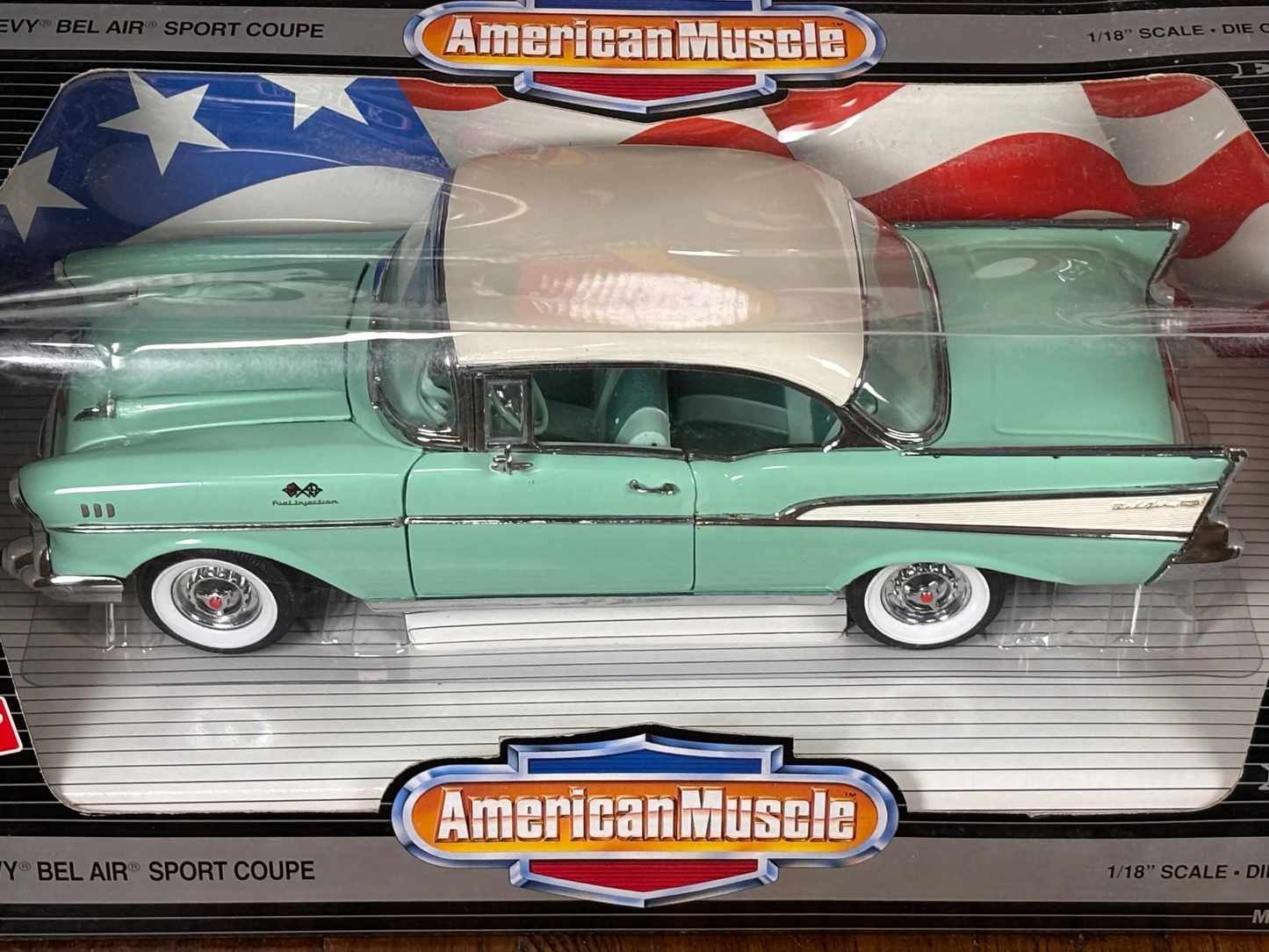 Ertl 1:18 Scale Diecast 1957 Baby Blue Chevrolet  Chevy Bel Air Sport Coupe Car