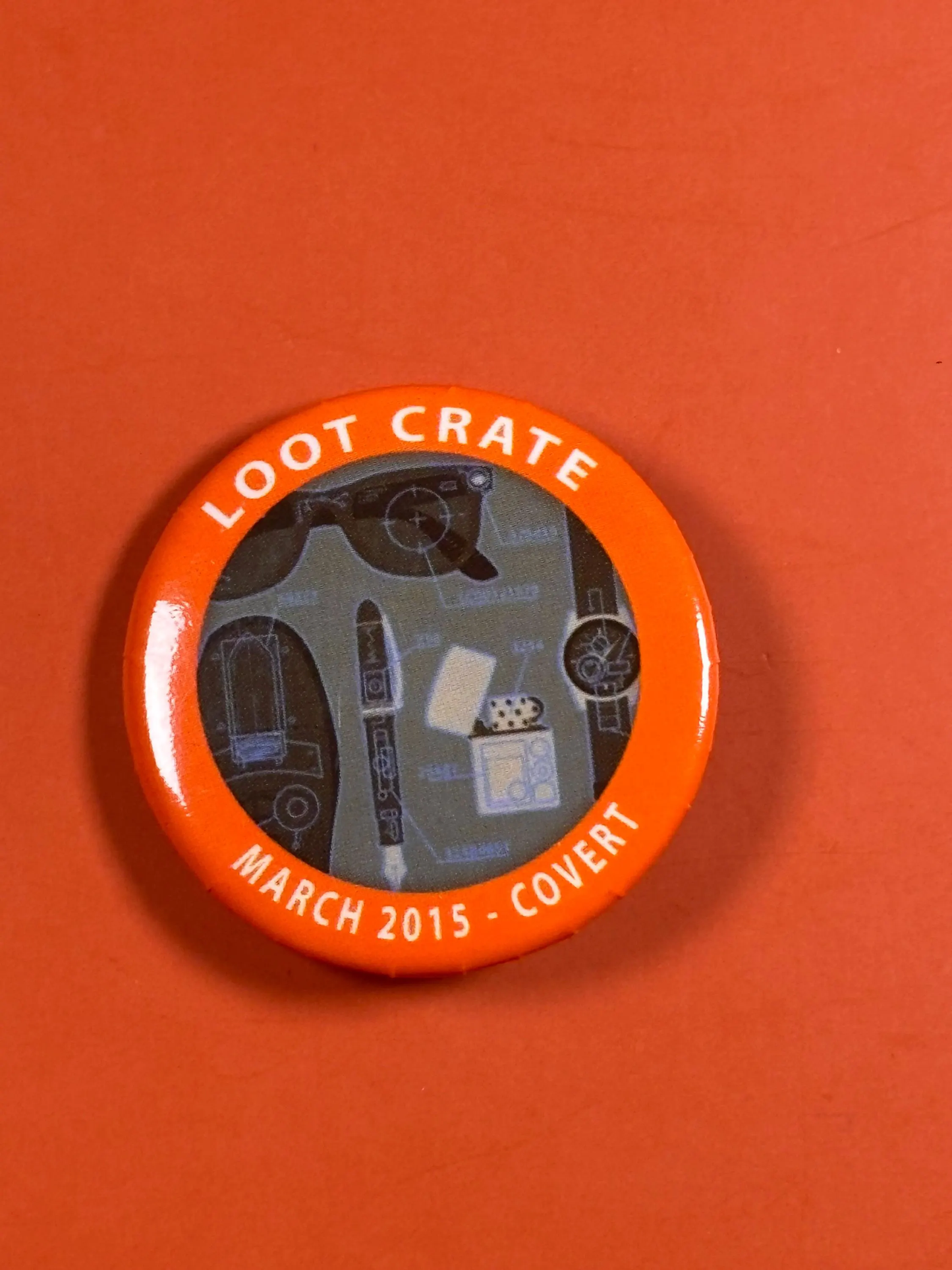 2015 Covert Pin March Loot Crate Pinback Lootcrate Exclusive Orange Button
