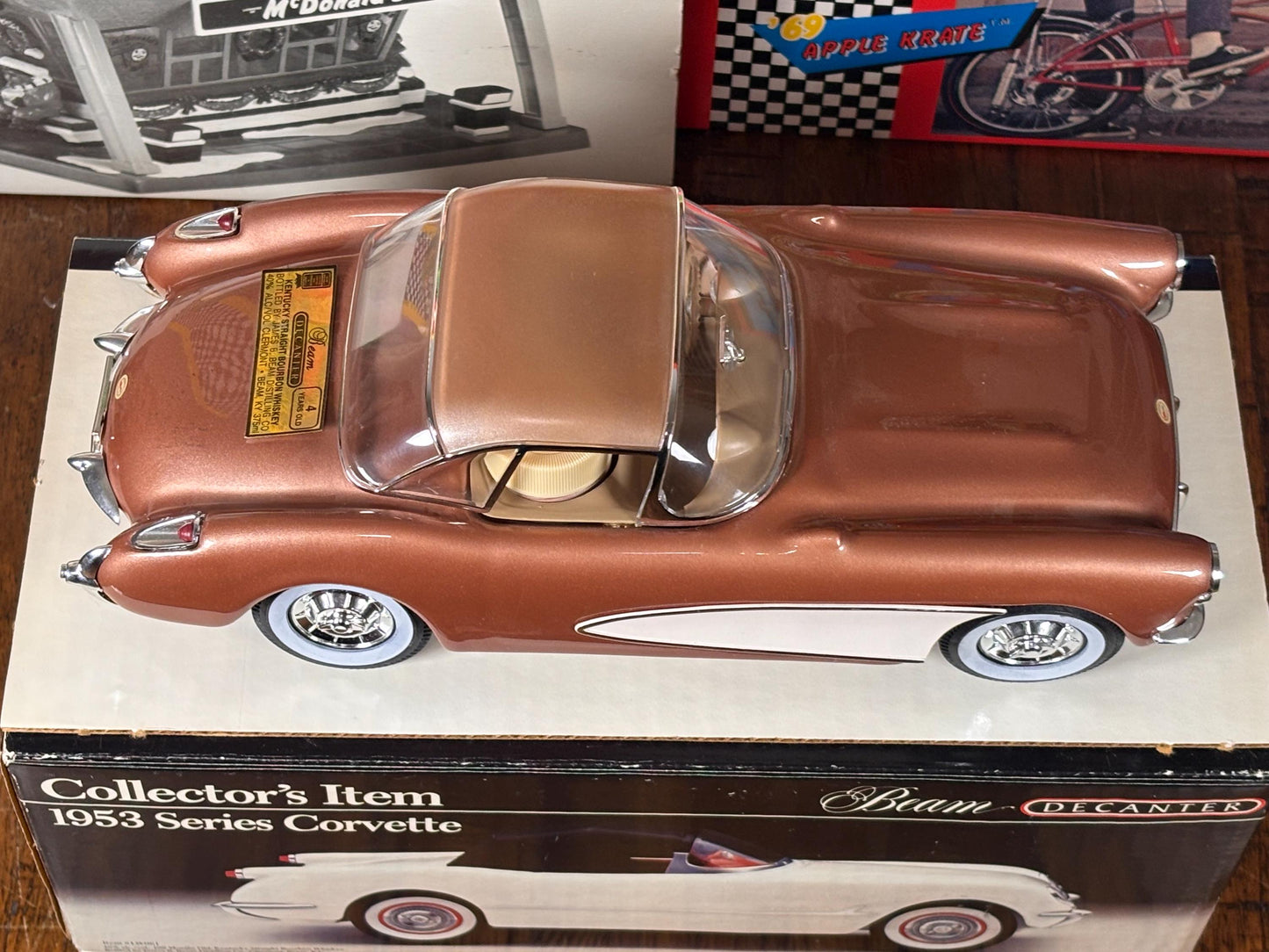 Jim Beam Copper Brown Gold 1957 Chevrolet Chevy Corvette Decanter Empty Bottle