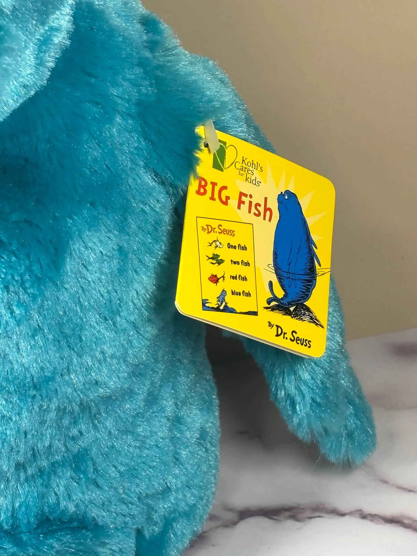 Plush One Fish Two Fish Red Fish Blue Fish 12" Dr Seuss Kohls Cares Big Fish New