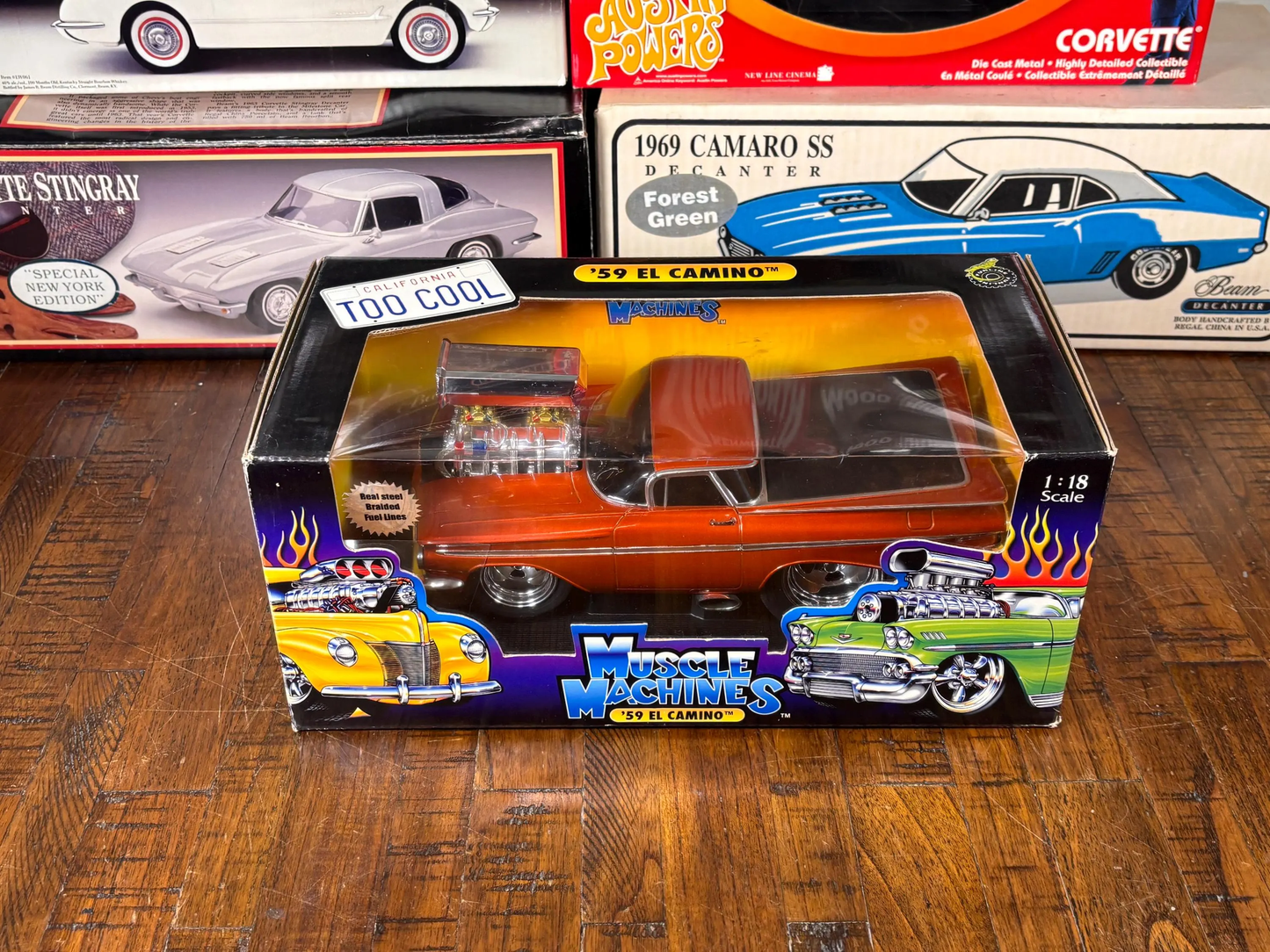 El Camino Chevy 1959 Diecast 1:18 Scale Muscle Machines Hot Rod Orange Model Car
