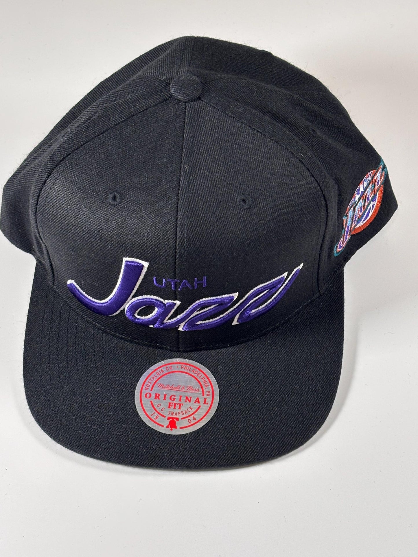 Mitchell & Ness Utah Jazz Black Hardwood Foundation Script Snapback Hat New