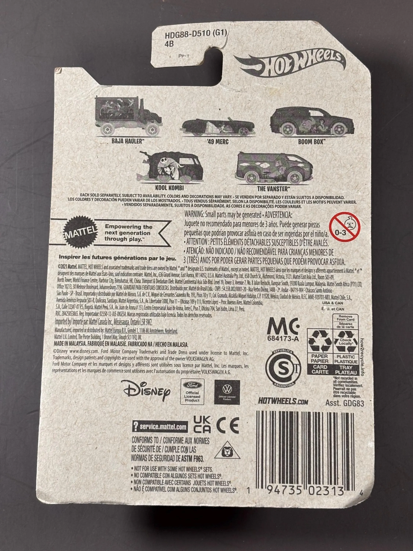 Mattel Hot Wheels Disney Movie Series The Lion King The Vanster 5/5 New Diecast