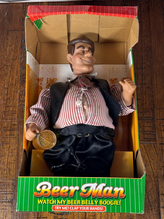 Vintage Beer Man Beer Belly Boogie Sonic Control Activate Action Figure Working