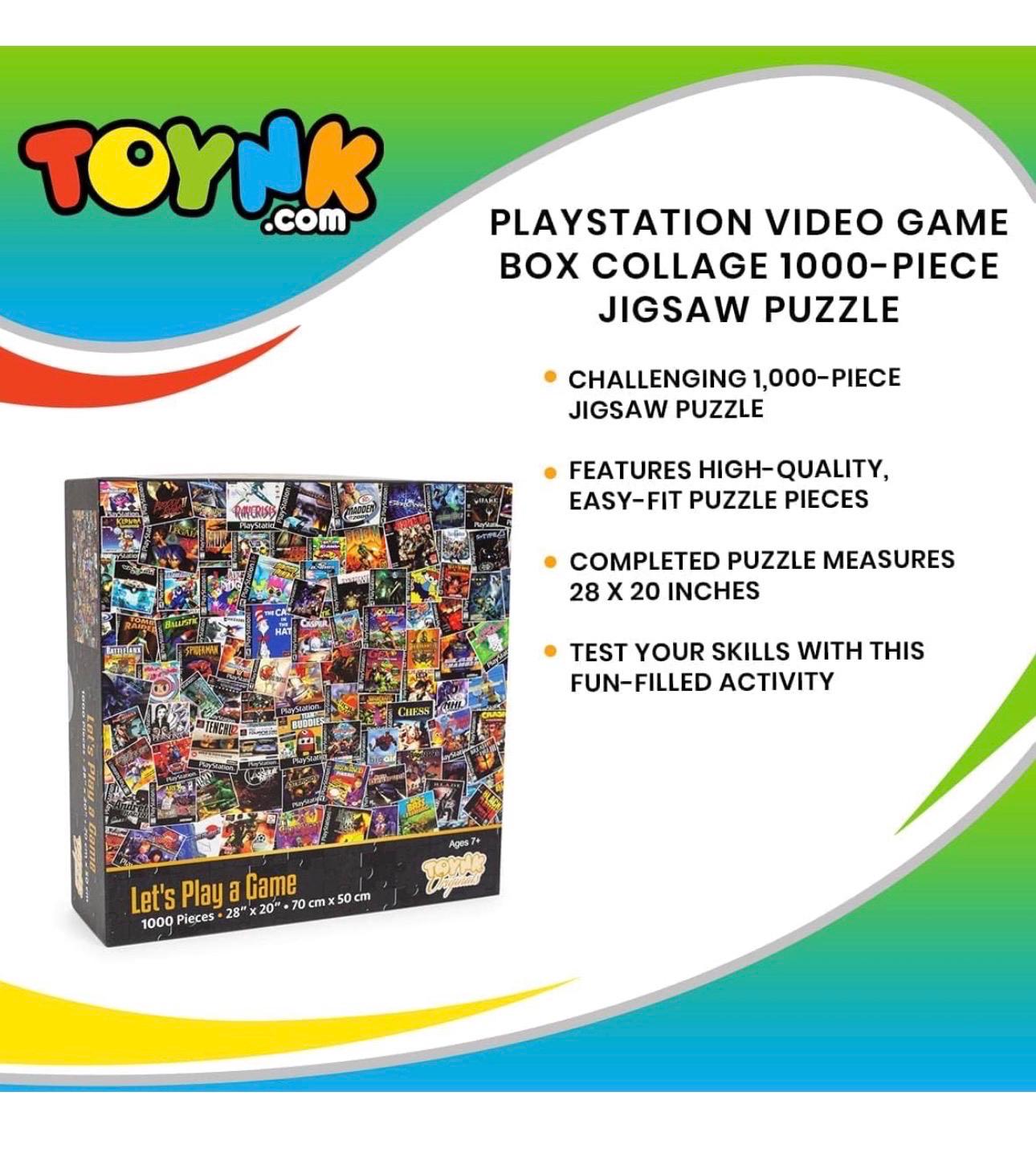 Let’s Go Play! Toynk PlayStation Video Game Box Collage 1000-Piece Jigsaw Puzzle New