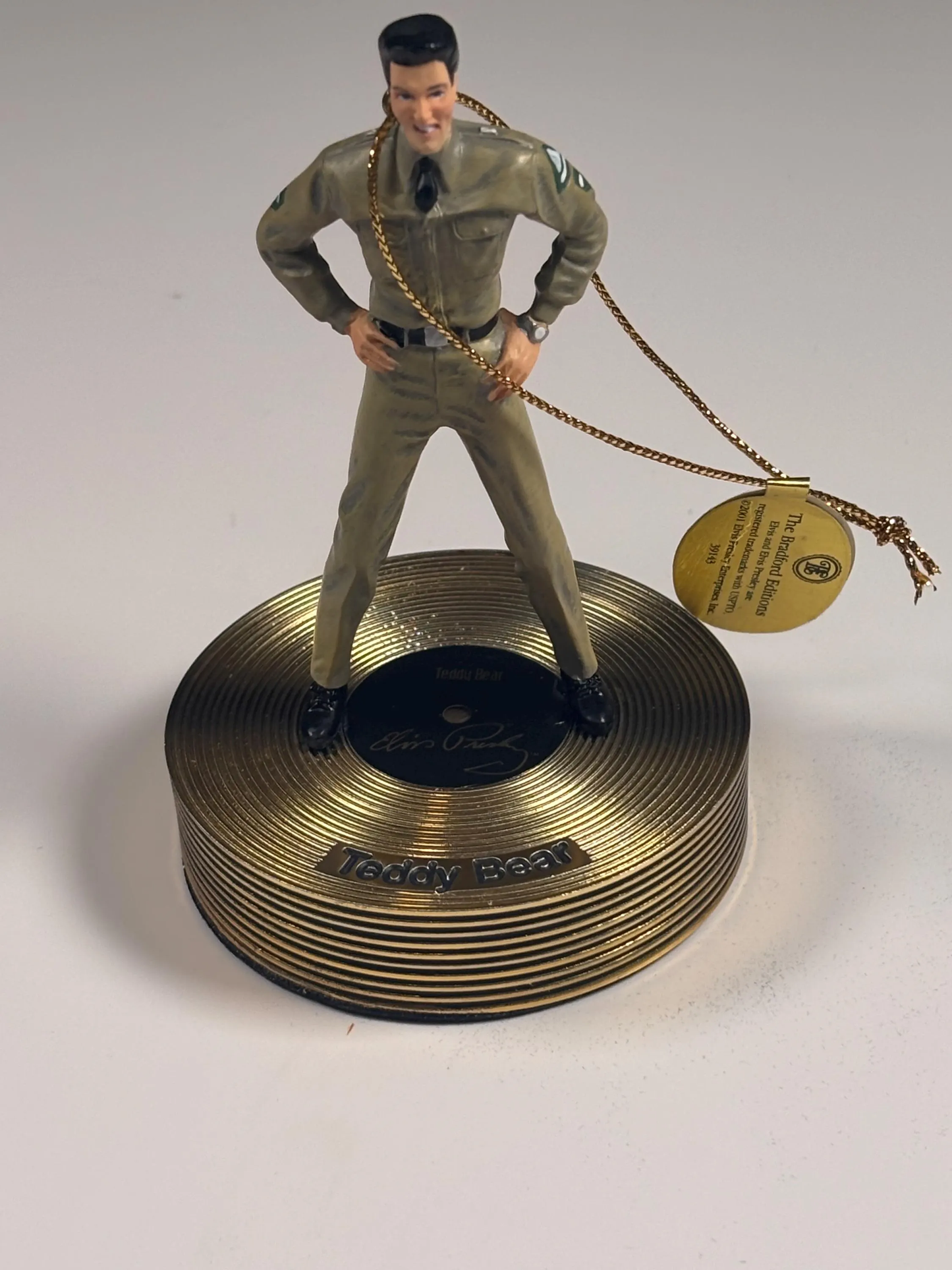Bradford Editions Elvis Solid Gold Christmas Ornament Collection Teddy Bear
