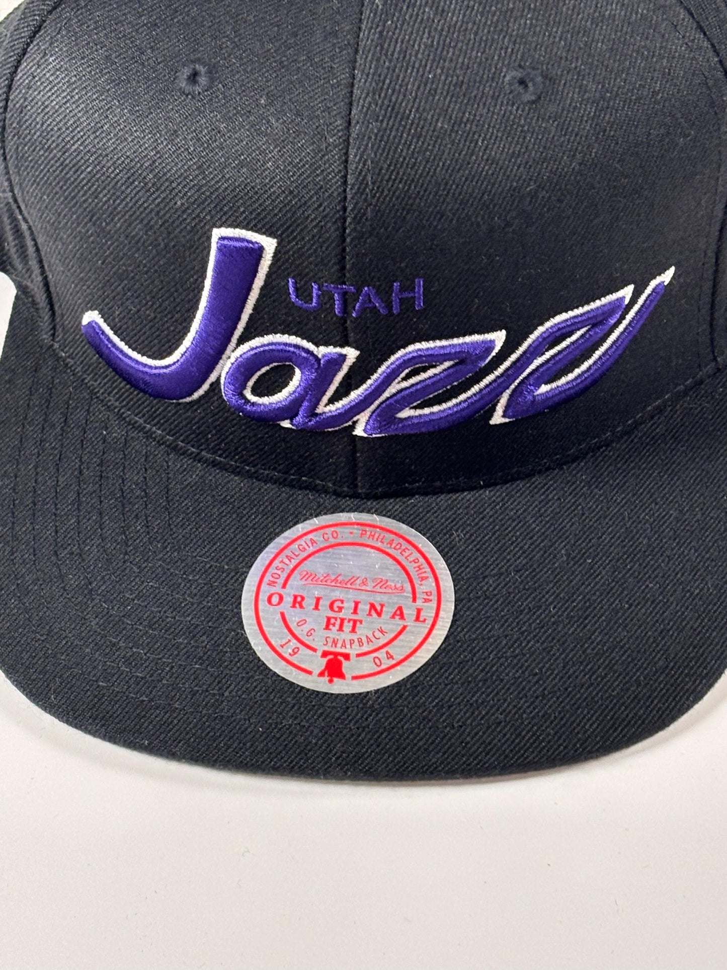 Mitchell & Ness Utah Jazz Black Hardwood Foundation Script Snapback Hat New