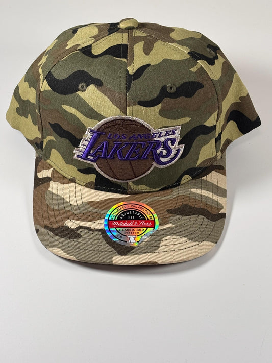 Mitchell & Ness LA Los Angeles Lakers Camo Woodland Desert Snapback Hat New