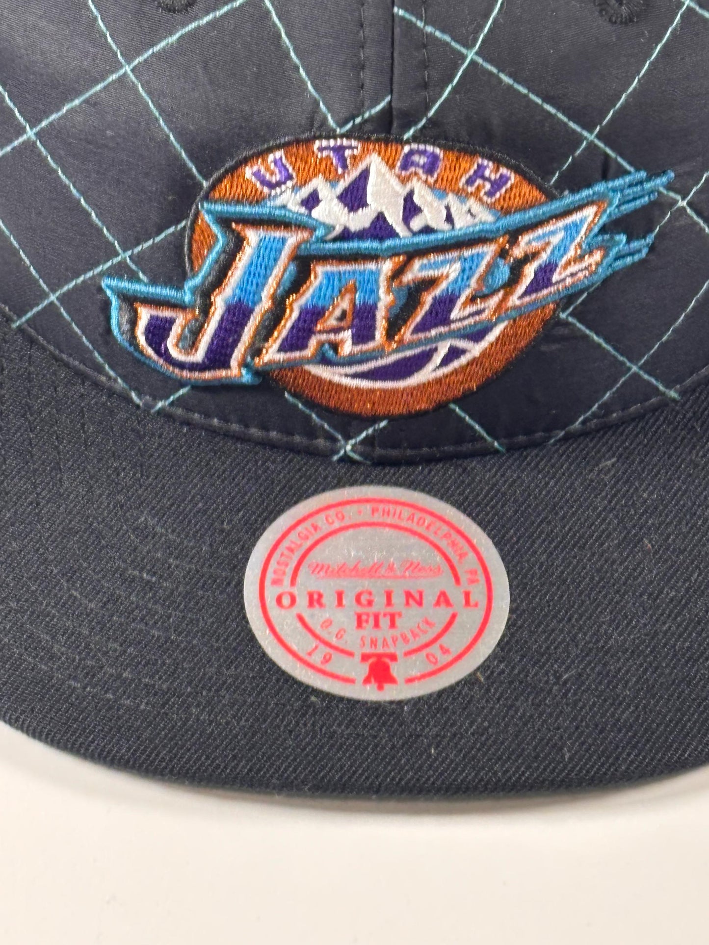 Mitchell & Ness Utah Jazz Quilted Taslan Adjustable Snapback Hat Cap Black New