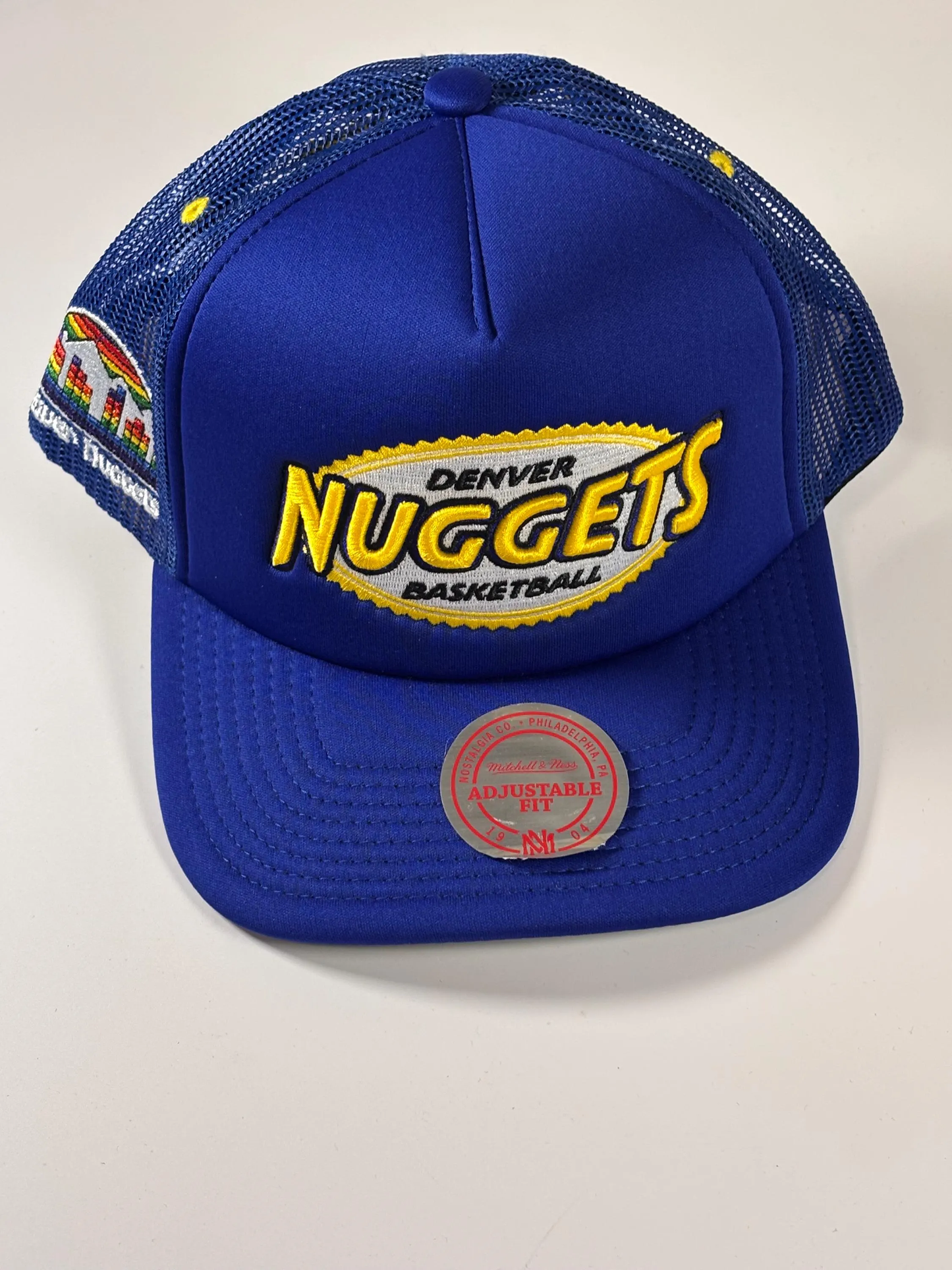 Mitchell & Ness Blue Trucker Hat Denver Nuggets Team Seal Hardwood Classic New