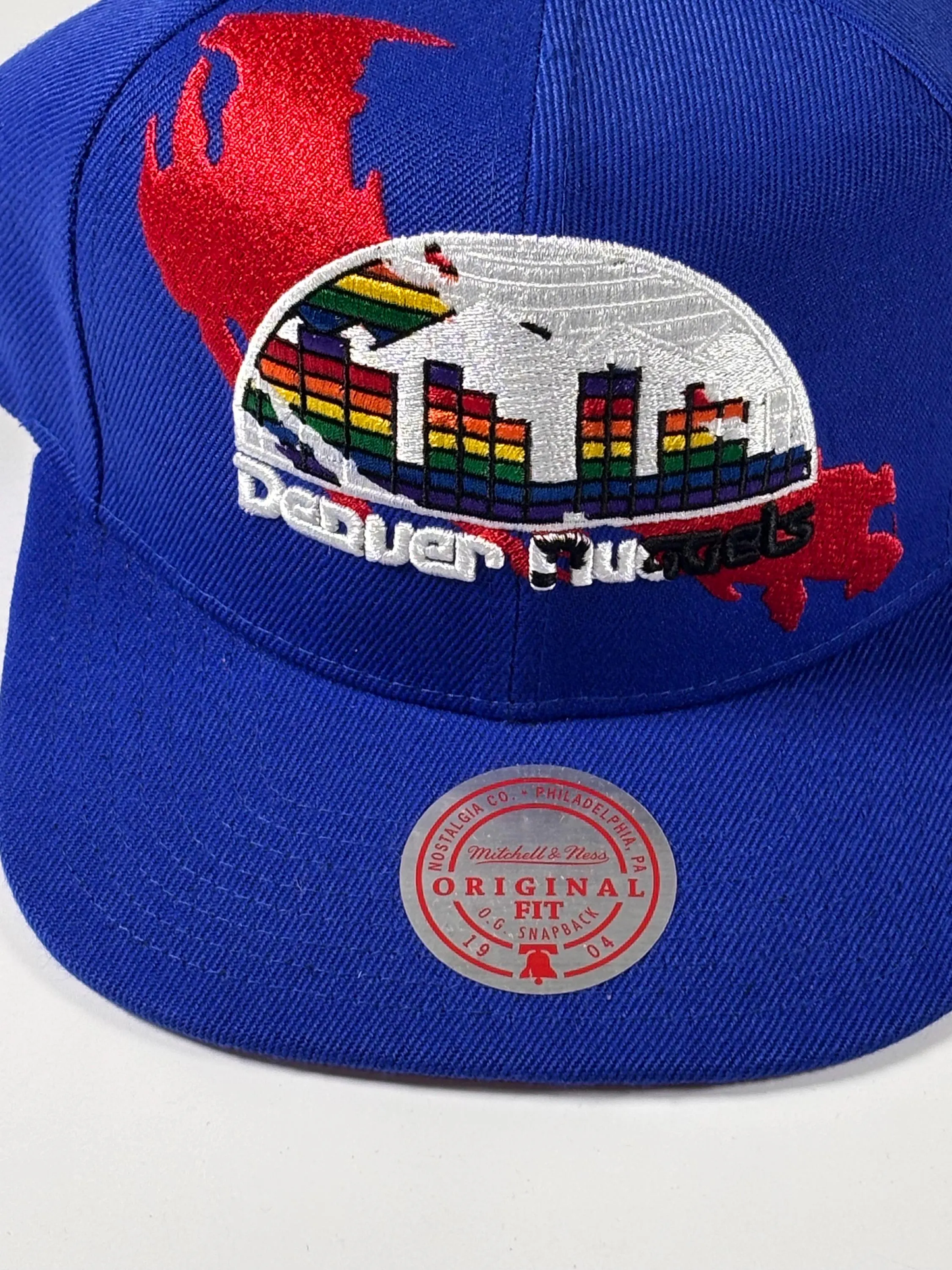 Mitchell & Ness NBA Blue Snapback Denver Nuggets Splash Paint Number HWC Hat New