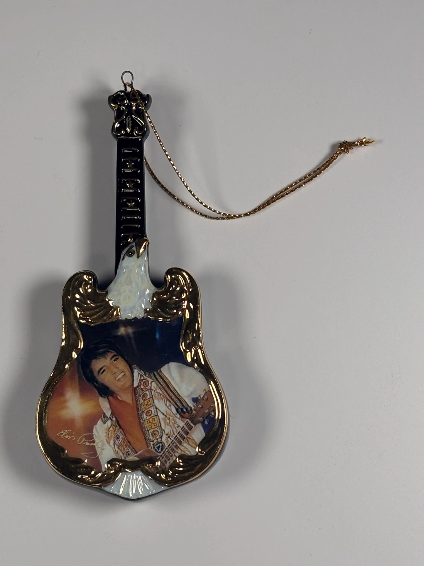 Bradford Exchange Elvis Presley Porcelain Guitar Christmas Ornament 2001 The Spirit