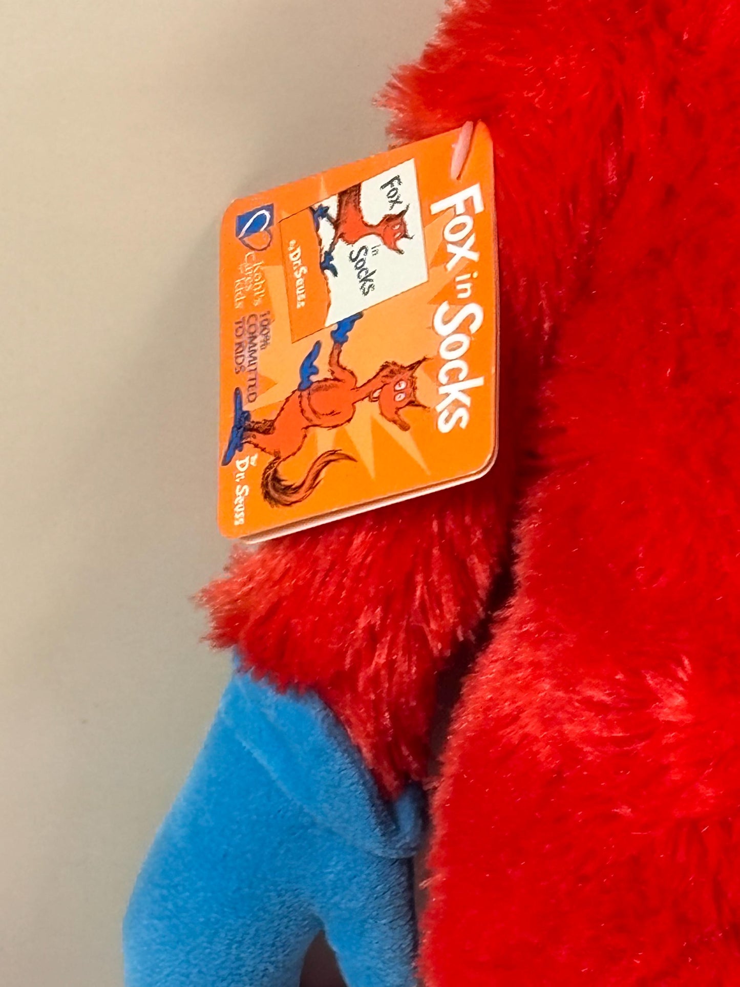 New Dr Seuss Kohls Cares Red Fox In Socks Sox Stuffed 18" Plush Kohl's Tags
